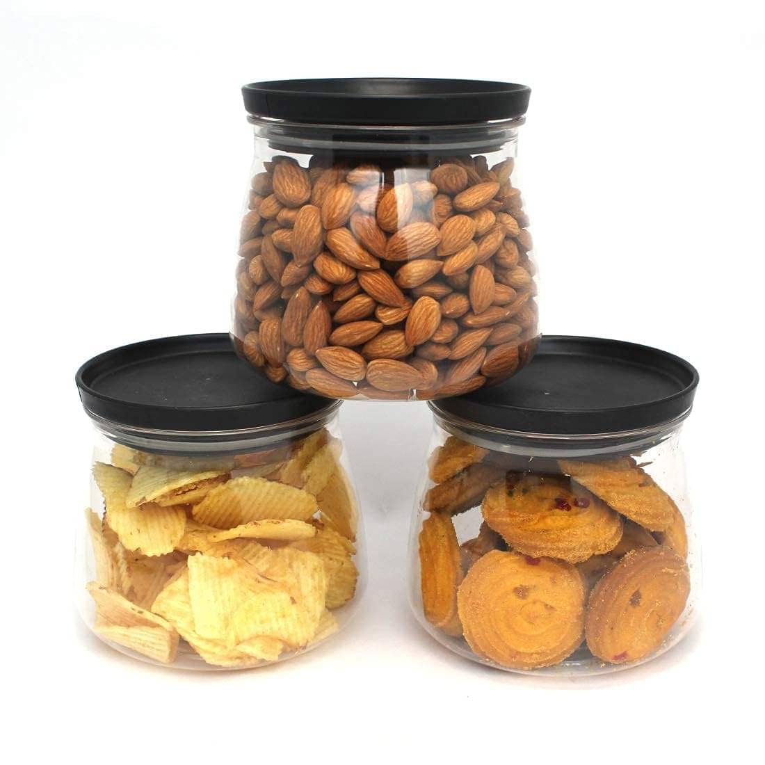     			Swaraa Kitchenware Plastic Black Cookie Container ( set of 3 )