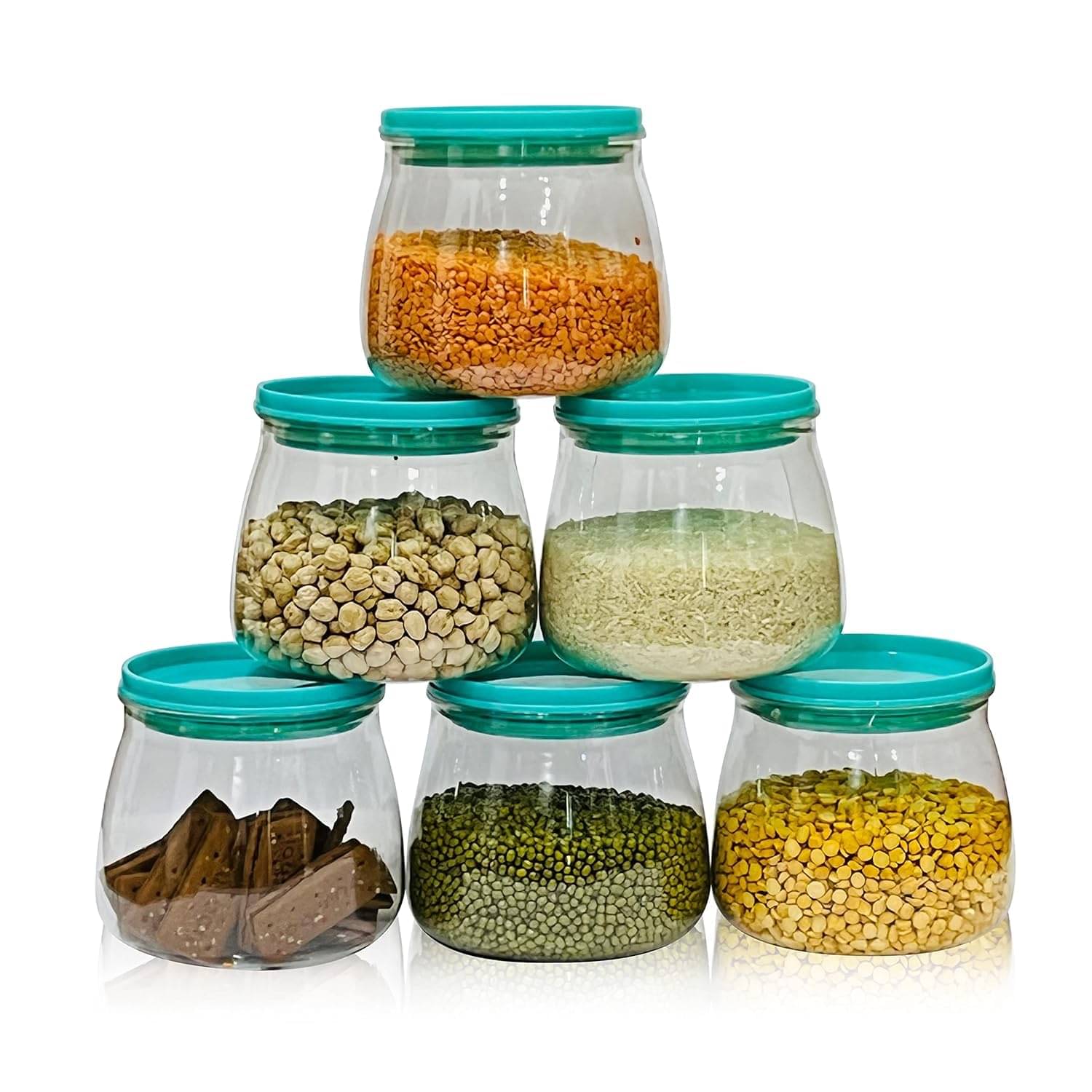     			Swaraa Kitchenware Plastic Green Cookie Container ( set of 6 )