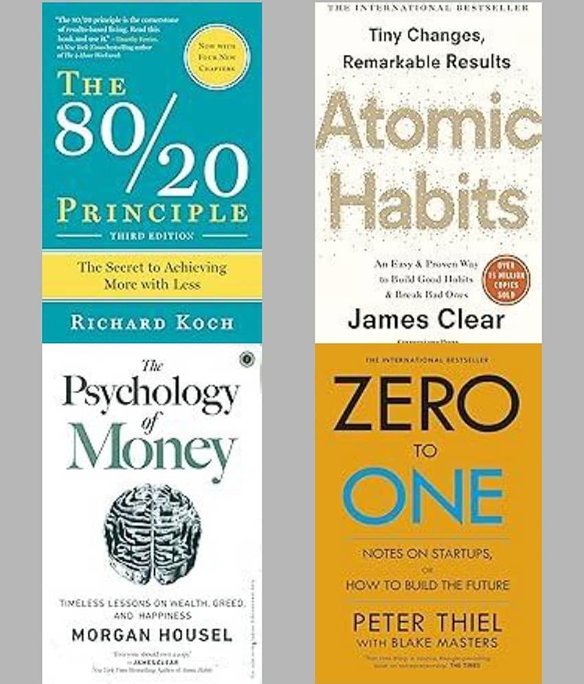 The 80/20 Principle + Atomic Habits + The Psychology Of Money + Zero To One - Stationery | Buy online on ZillyBuy
