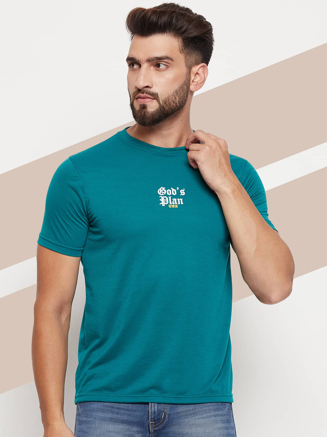 UBX Cotton Blend Regular Fit Printed Half Sleeves Men's Round T-Shirt - Green ( Pack of 1 ) UBX Cotton Blend Regular Fit Printed Half Sleeves Men's Round T-Shirt - Green ( Pack of 1 )