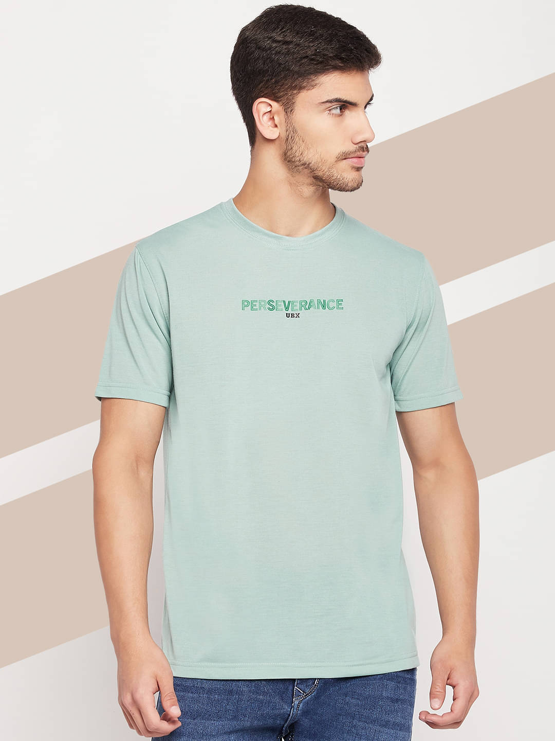 UBX Cotton Blend Regular Fit Printed Half Sleeves Men's Round T-Shirt - Sea Green ( Pack of 1 ) UBX Cotton Blend Regular Fit Printed Half Sleeves Men's Round T-Shirt - Sea Green ( Pack of 1 )