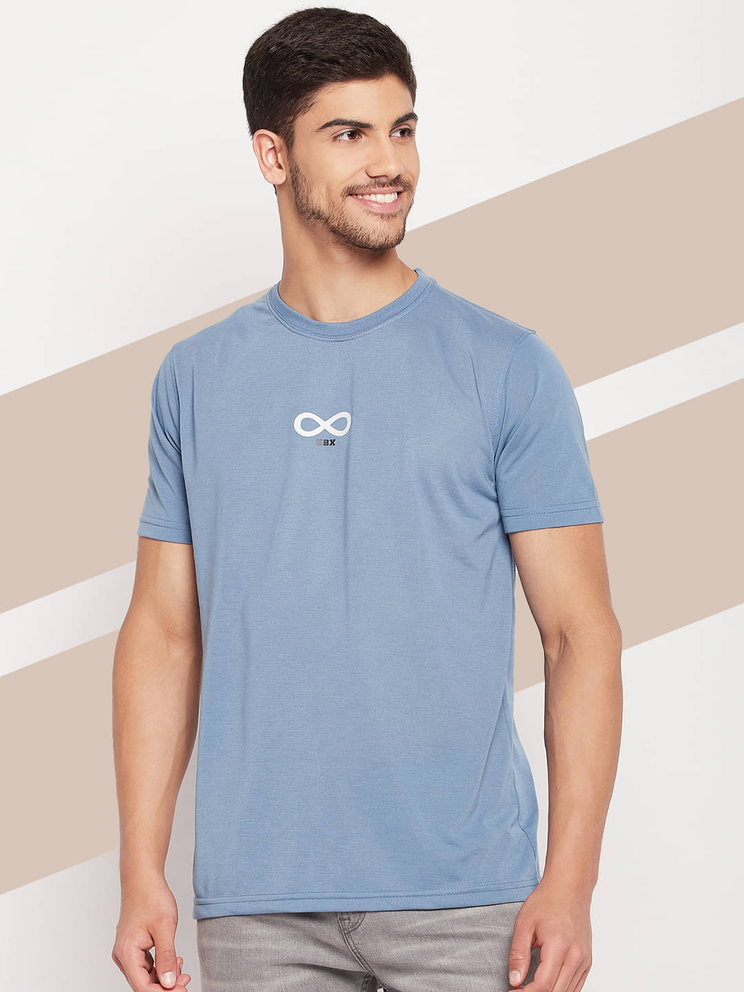 UBX Cotton Blend Regular Fit Printed Half Sleeves Men's Round T-Shirt - Blue ( Pack of 1 ) UBX Cotton Blend Regular Fit Printed Half Sleeves Men's Round T-Shirt - Blue ( Pack of 1 )