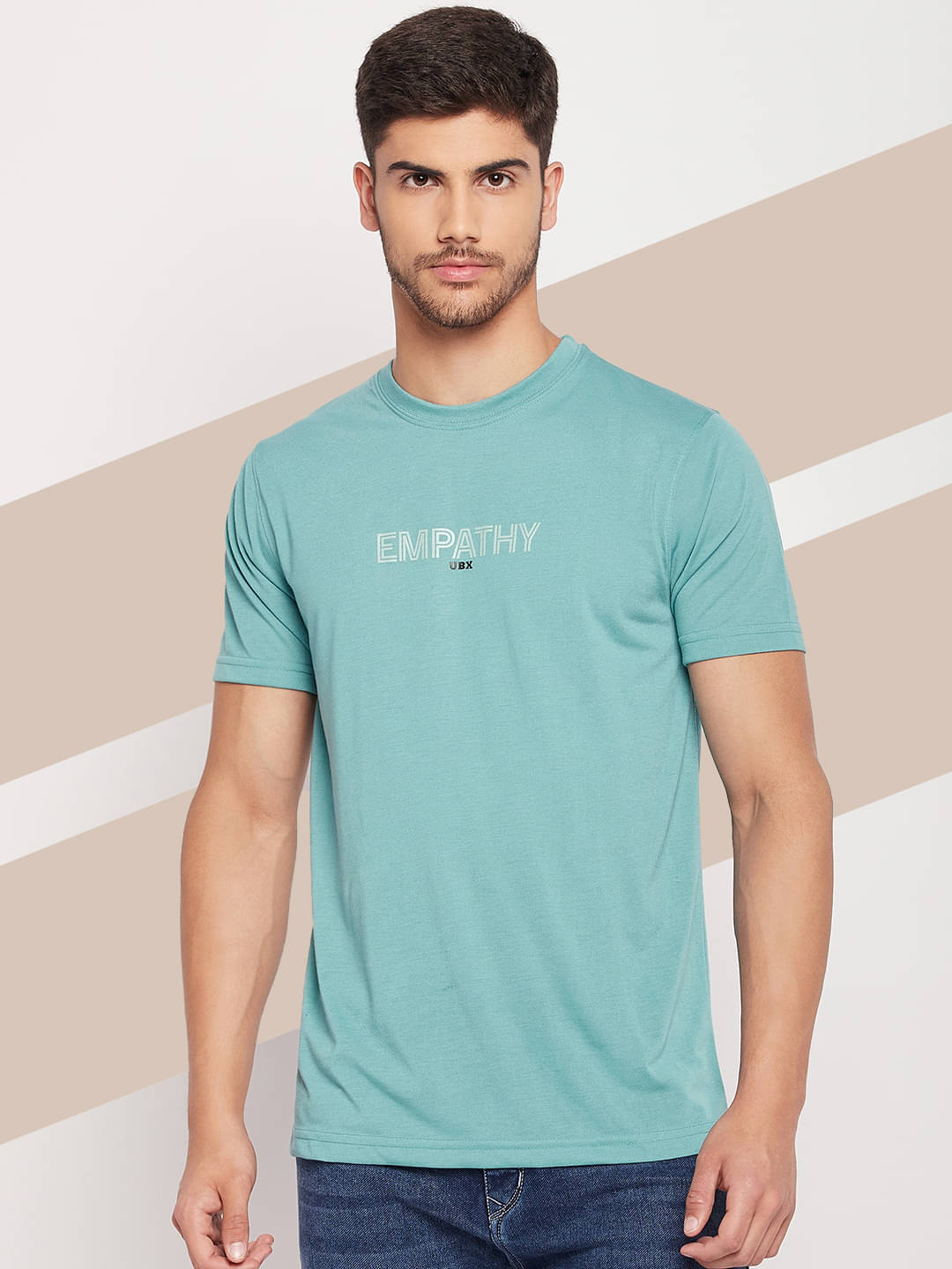 UBX Cotton Blend Regular Fit Printed Half Sleeves Men's Round T-Shirt - Turquoise ( Pack of 1 ) UBX Cotton Blend Regular Fit Printed Half Sleeves Men's Round T-Shirt - Turquoise ( Pack of 1 )