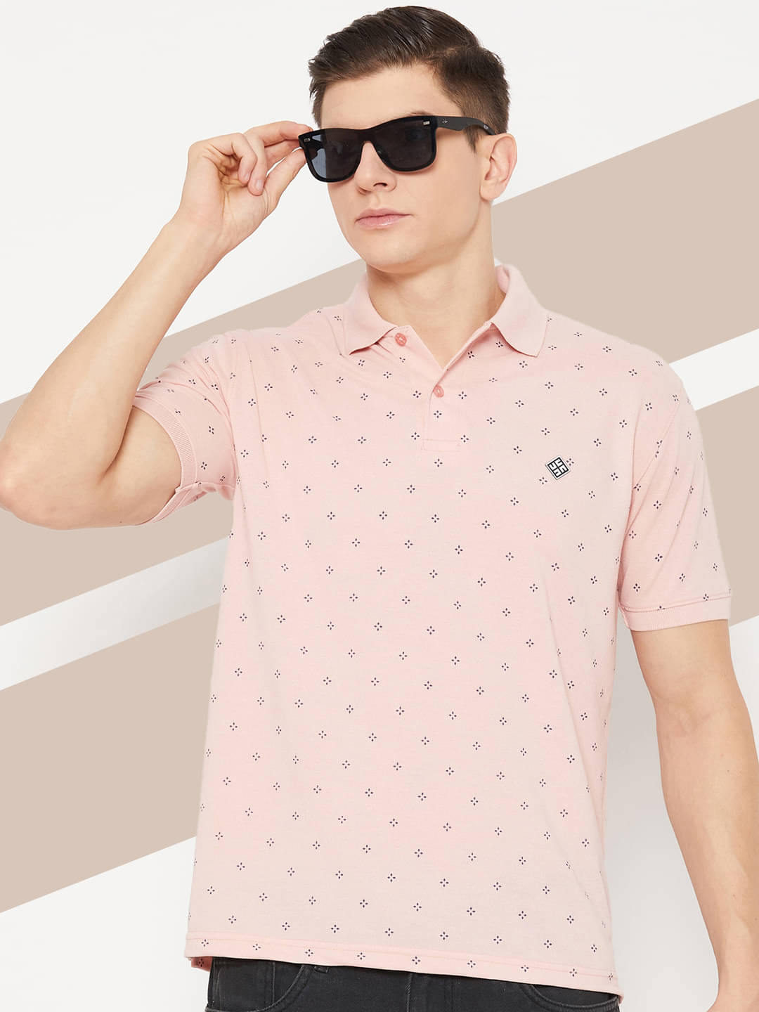 UBX Pack of 1 Cotton Blend Regular Fit Printed Half Sleeves Men's Polo T Shirt ( Pink ) UBX Pack of 1 Cotton Blend Regular Fit Printed Half Sleeves Men's Polo T Shirt ( Pink )