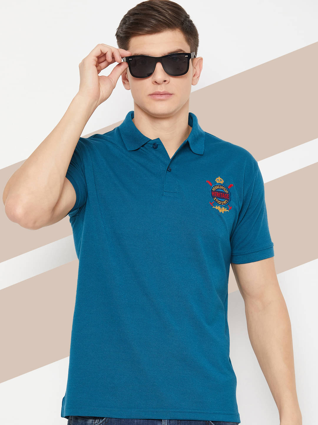     			UBX Pack of 1 Cotton Blend Regular Fit Solid Half Sleeves Men's Polo T Shirt ( Teal Blue )