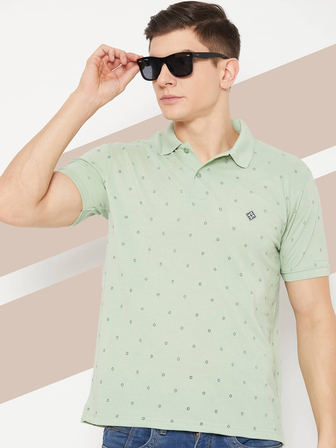     			UBX Pack of 1 Cotton Blend Regular Fit Printed Half Sleeves Men's Polo T Shirt ( Sea Green )