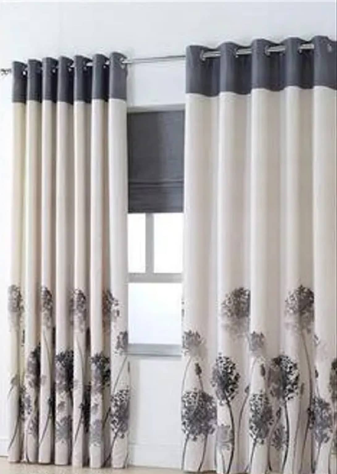 V21 decod Graphic Room Darkening Eyelet Curtain 7 ft ( Pack of 1 ) - Grey