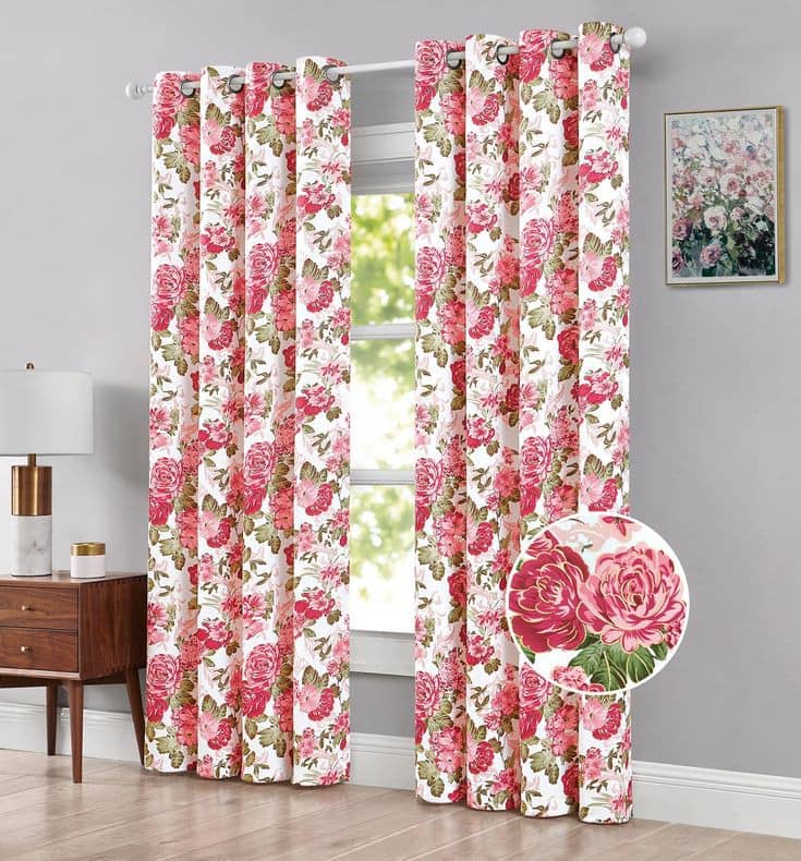 V21 decod Graphic Room Darkening Eyelet Curtain 5 ft ( Pack of 1 ) - Red