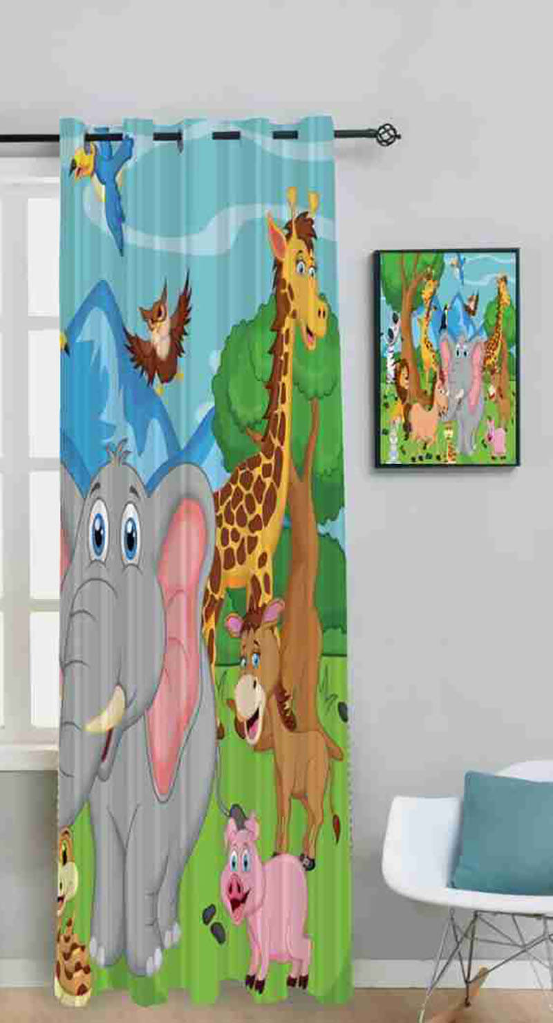     			V21 decod Graphic Room Darkening Eyelet Curtain 9 ft ( Pack of 1 ) - Multi Color
