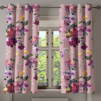 V21 decod Graphic Room Darkening Eyelet Curtain 9 ft ( Pack of 1 ) - Pink