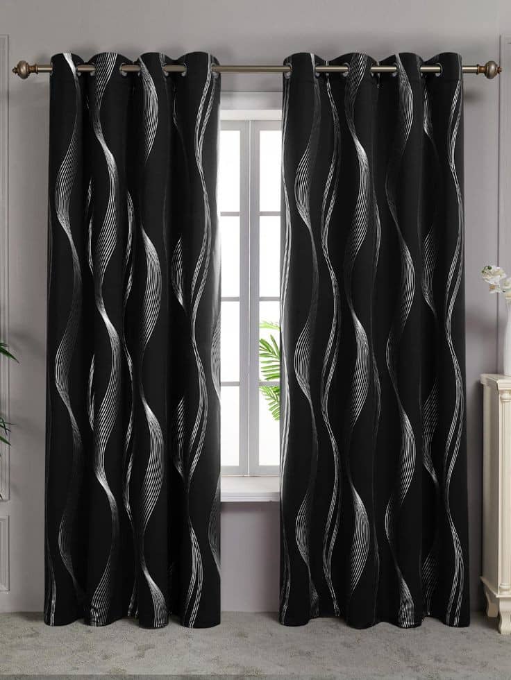 V21 decod Graphic Room Darkening Eyelet Curtain 5 ft ( Pack of 1 ) - Black