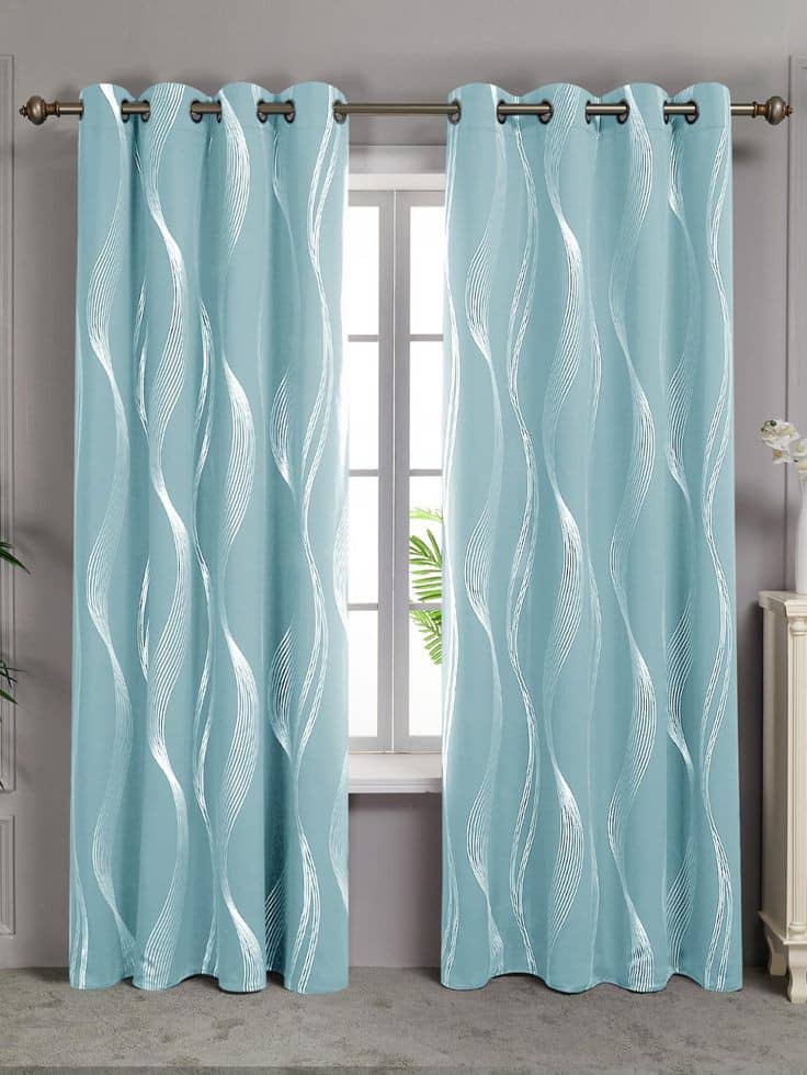 V21 decod Graphic Room Darkening Eyelet Curtain 7 ft ( Pack of 1 ) - Blue