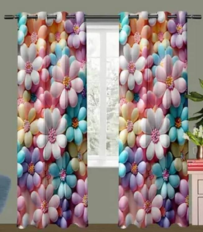     			V21 decod Graphic Room Darkening Eyelet Curtain 7 ft ( Pack of 1 ) - White