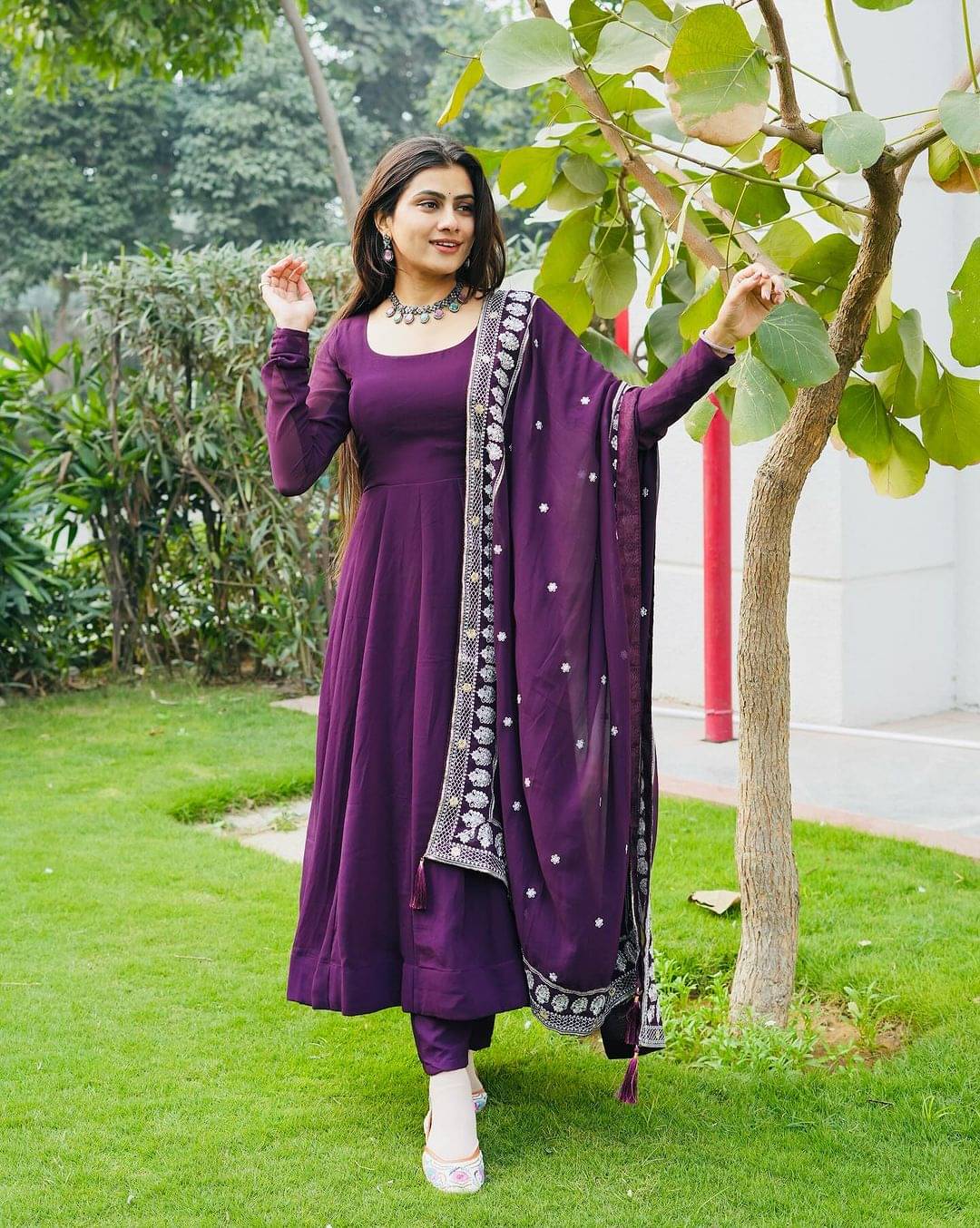 VERTUSY Georgette Solid Kurti With Pants Women's Stitched Salwar Suit - Wine ( Pack of 1 ) VERTUSY Georgette Solid Kurti With Pants Women's Stitched Salwar Suit - Wine ( Pack of 1 )