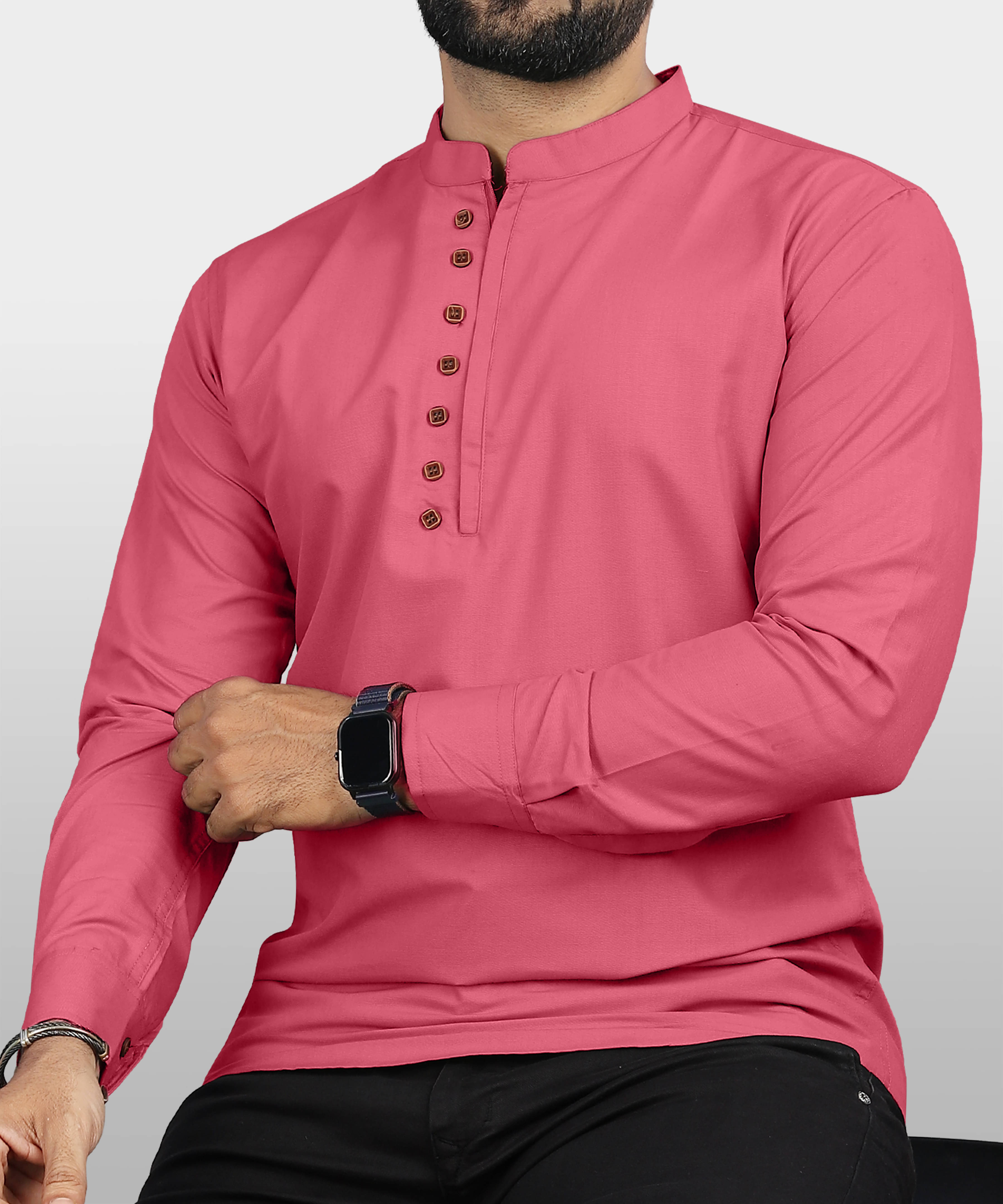 VTEXX Pink Cotton Blend Men's Shirt Style Kurta ( Pack of 1 ) VTEXX Pink Cotton Blend Men's Shirt Style Kurta ( Pack of 1 )