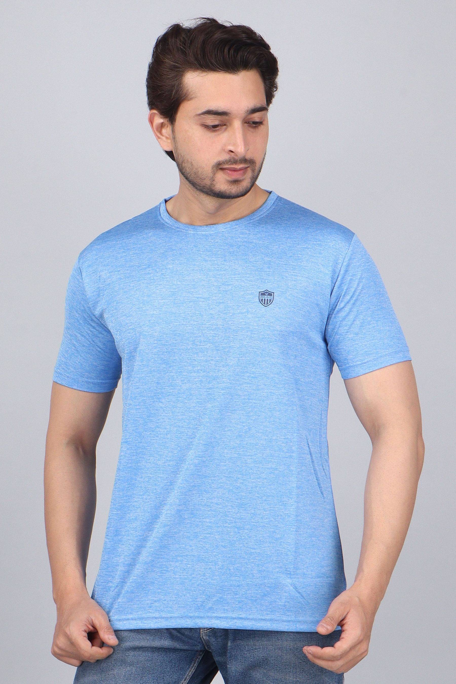 WILD ELEPHANT Polyester Regular Fit Solid Half Sleeves Men's Round T-Shirt - Blue ( Pack of 1 ) WILD ELEPHANT Polyester Regular Fit Solid Half Sleeves Men's Round T-Shirt - Blue ( Pack of 1 )