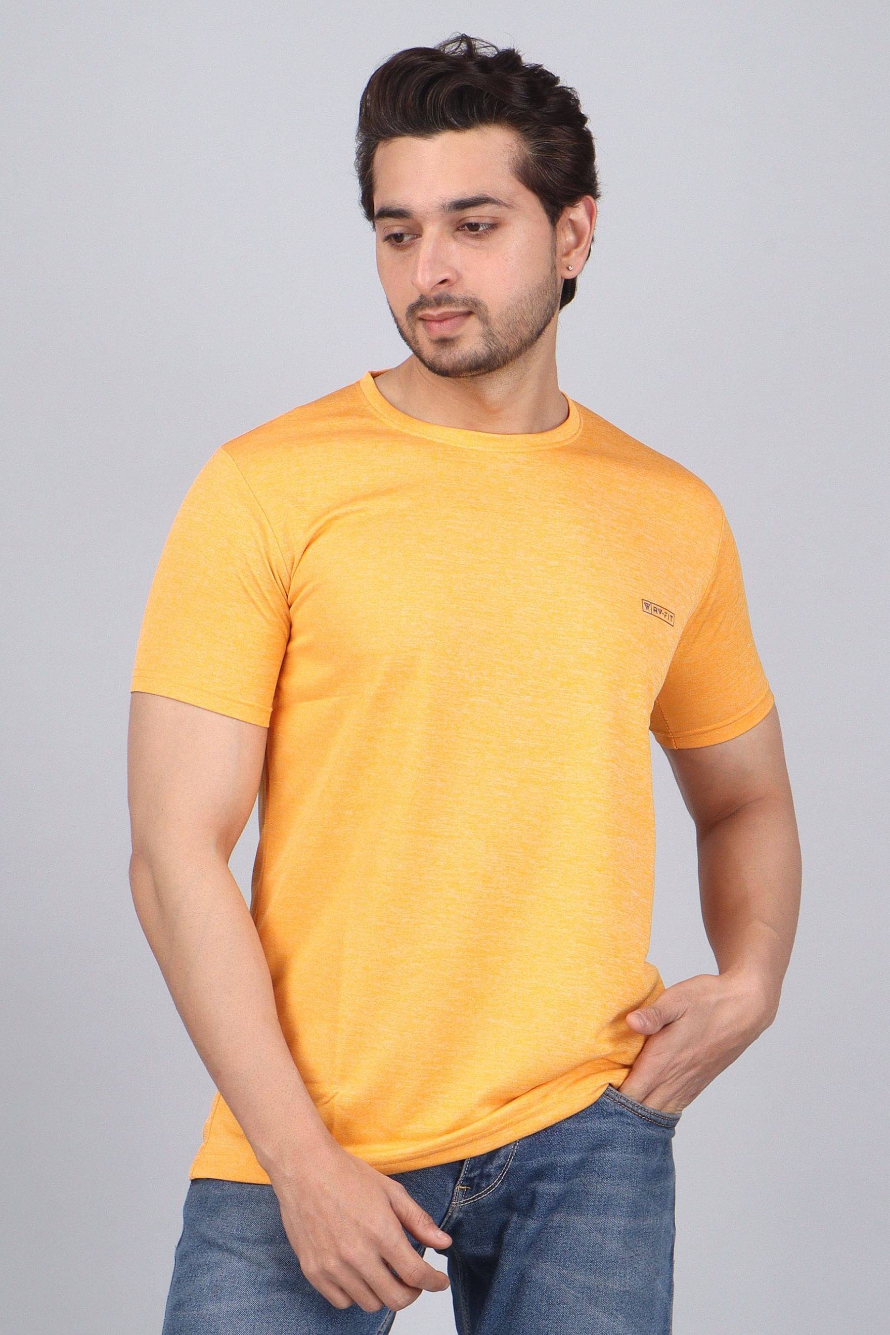 WILD ELEPHANT Polyester Regular Fit Solid Half Sleeves Men's Round T-Shirt - Yellow ( Pack of 1 ) WILD ELEPHANT Polyester Regular Fit Solid Half Sleeves Men's Round T-Shirt - Yellow ( Pack of 1 )