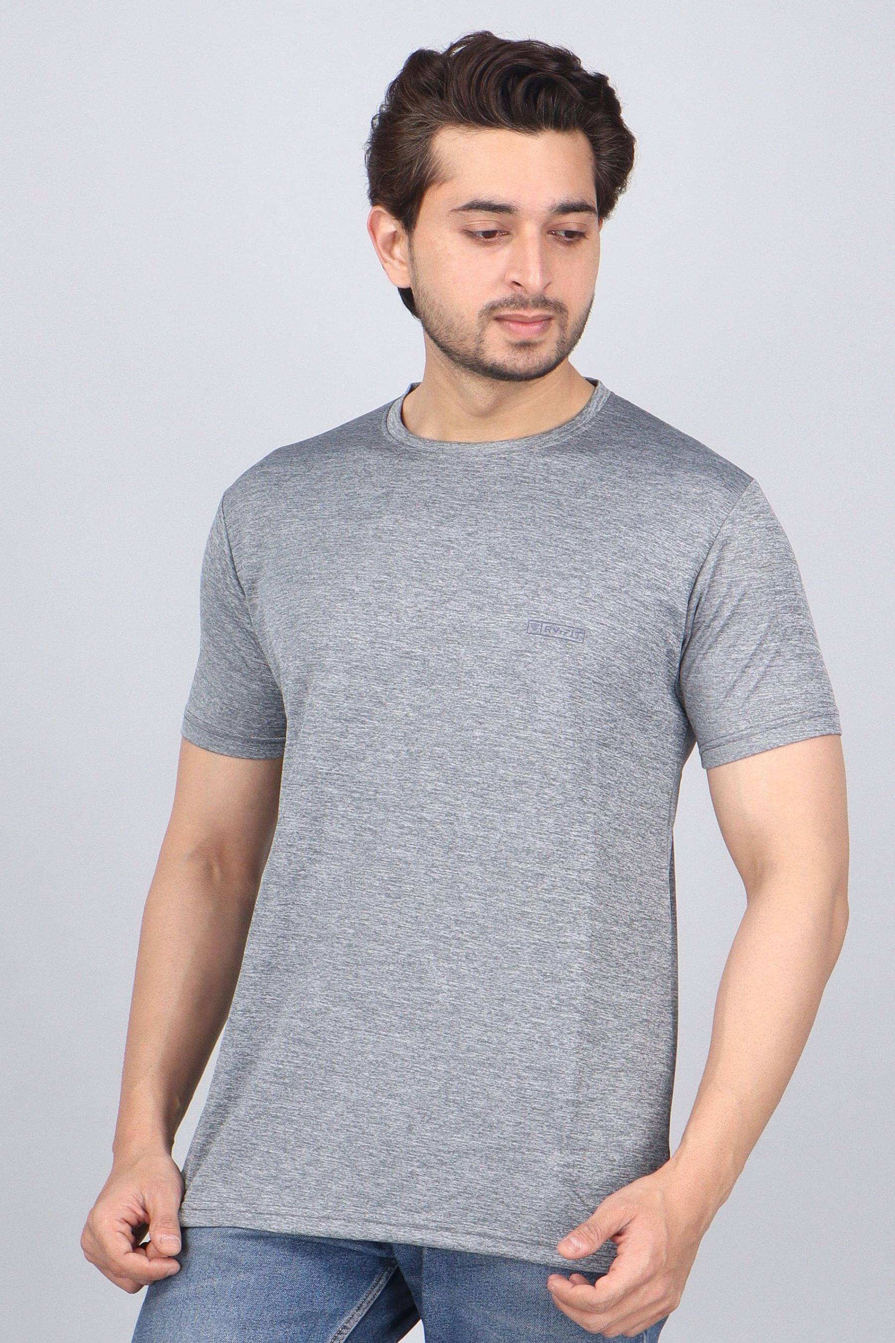 WILD ELEPHANT Polyester Regular Fit Solid Half Sleeves Men's Round T-Shirt - Grey ( Pack of 1 ) WILD ELEPHANT Polyester Regular Fit Solid Half Sleeves Men's Round T-Shirt - Grey ( Pack of 1 )