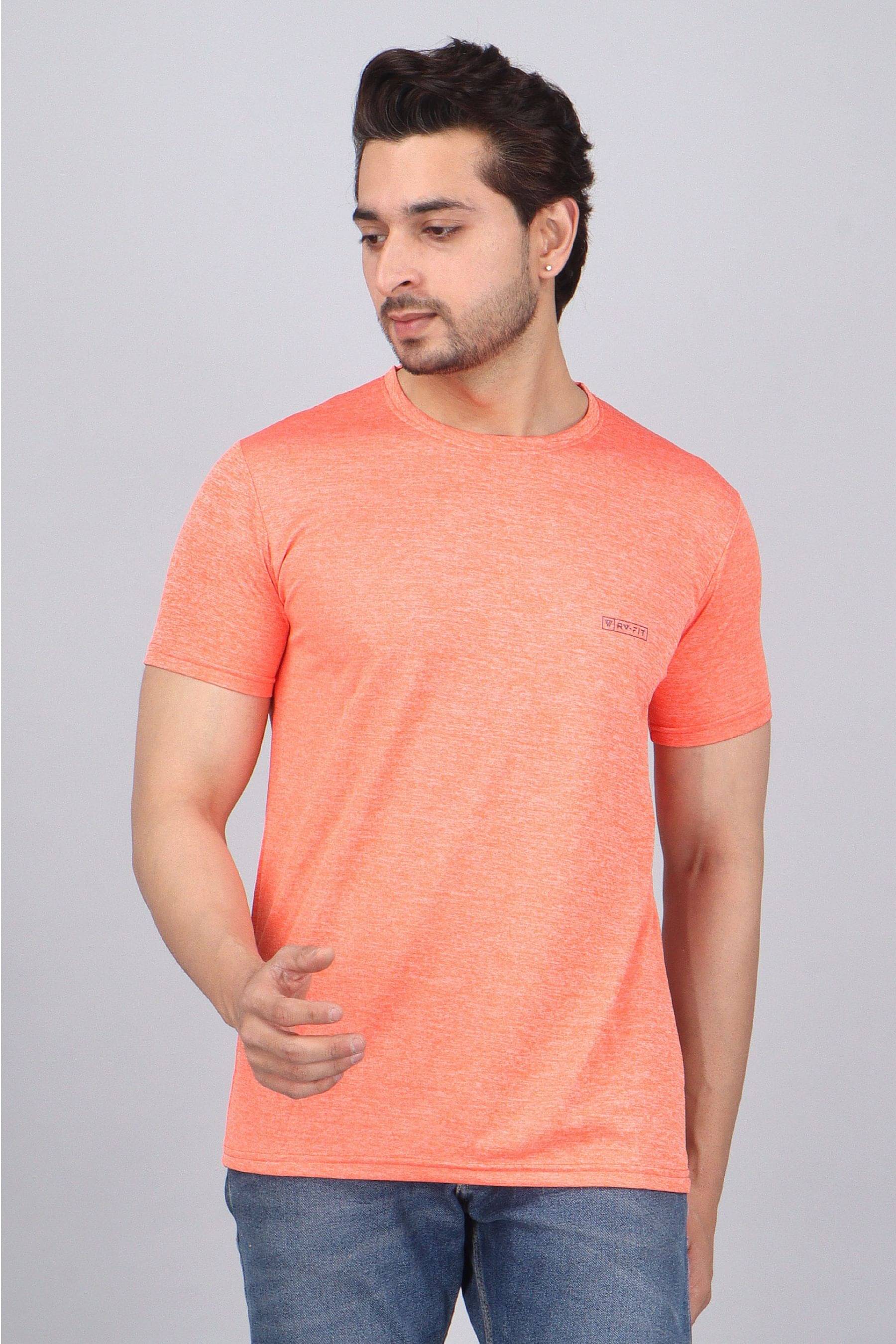     			WILD ELEPHANT Polyester Regular Fit Solid Half Sleeves Men's Round T-Shirt - Orange ( Pack of 1 )