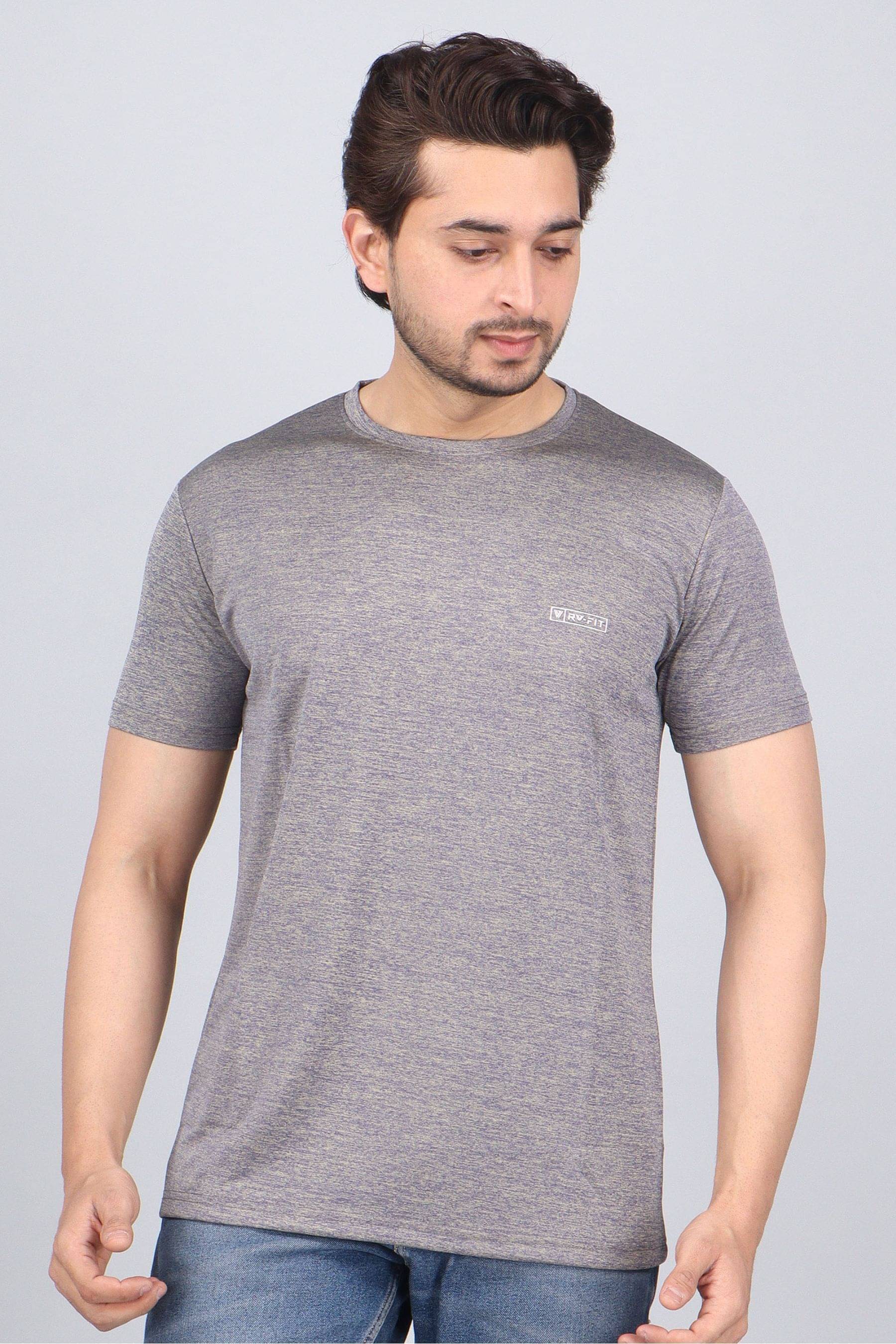     			WILD ELEPHANT Polyester Regular Fit Solid Half Sleeves Men's Round T-Shirt - Grey ( Pack of 1 )