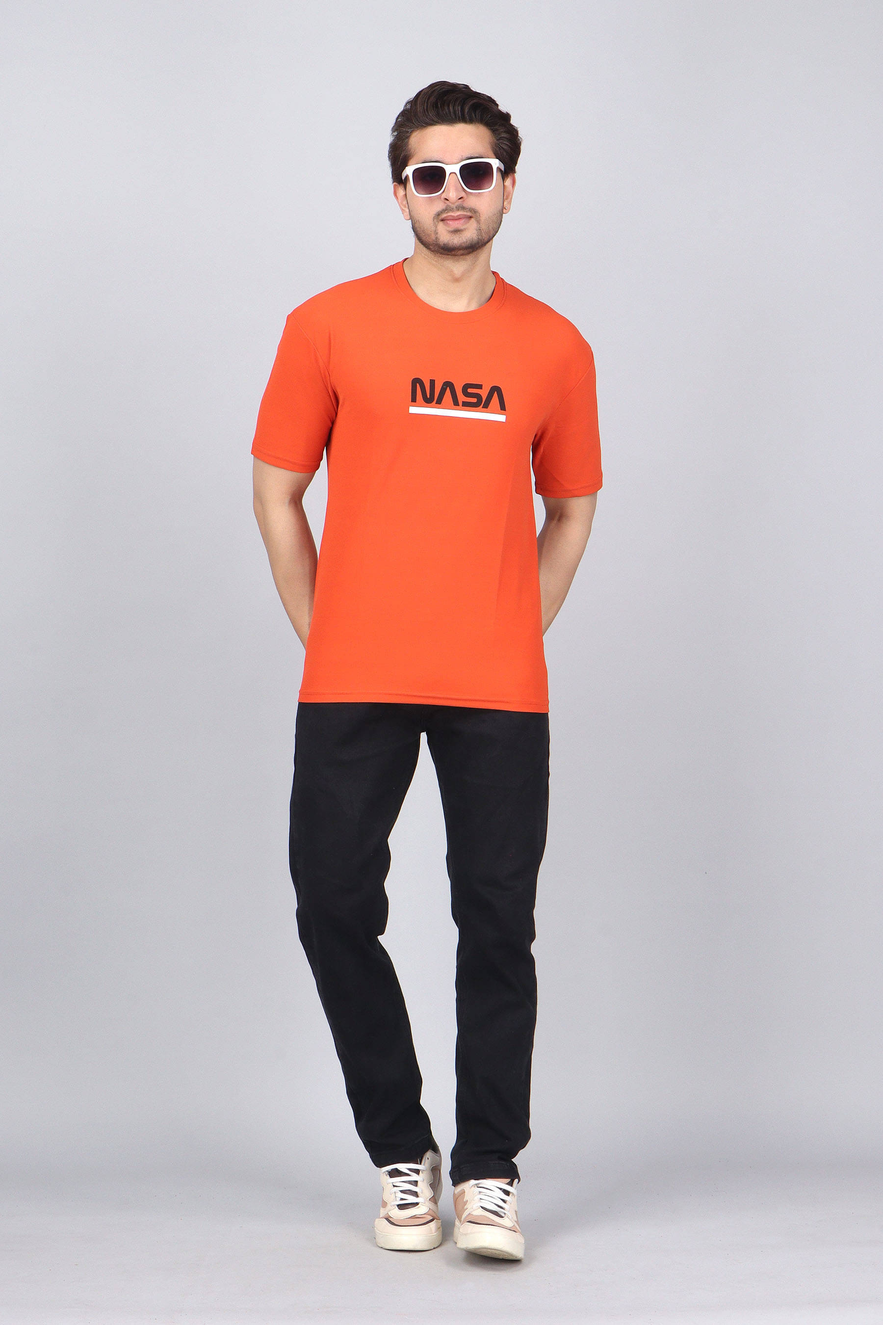     			WILD ELEPHANT Polyester Regular Fit Printed Half Sleeves Men's Round T-Shirt - Orange ( Pack of 1 )