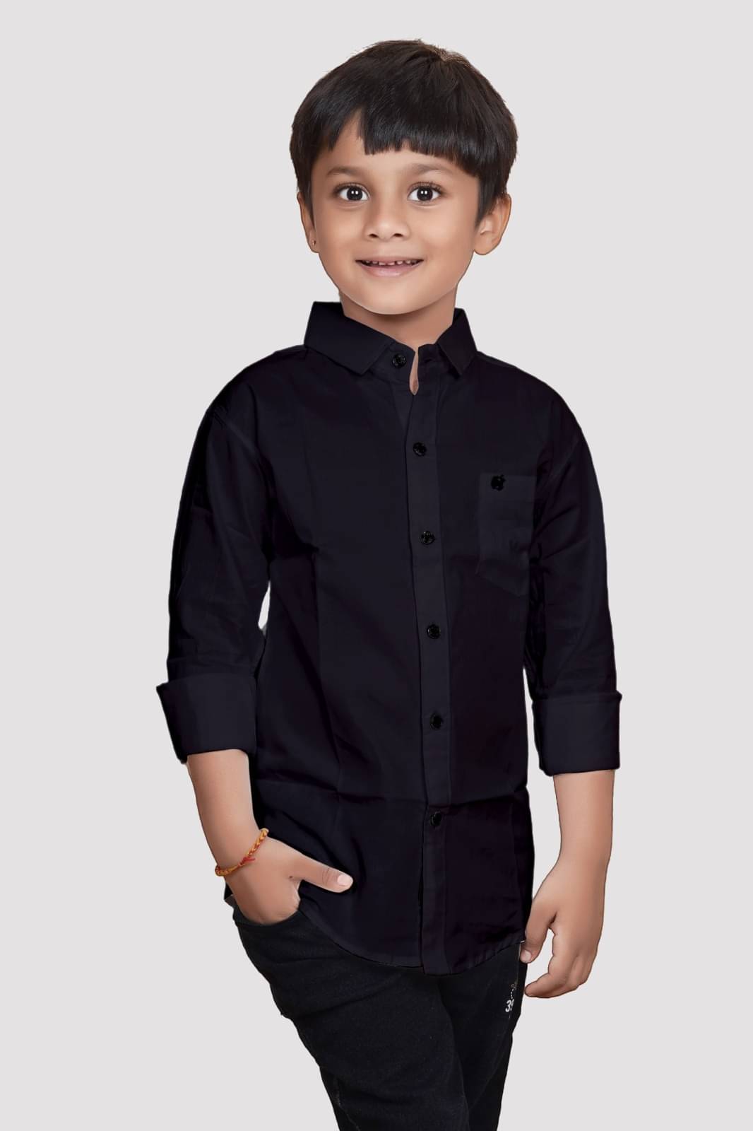     			ZAKAR STYLE Pack of 1 Boys Cotton Blend Full Sleeves Shirt ( Black )