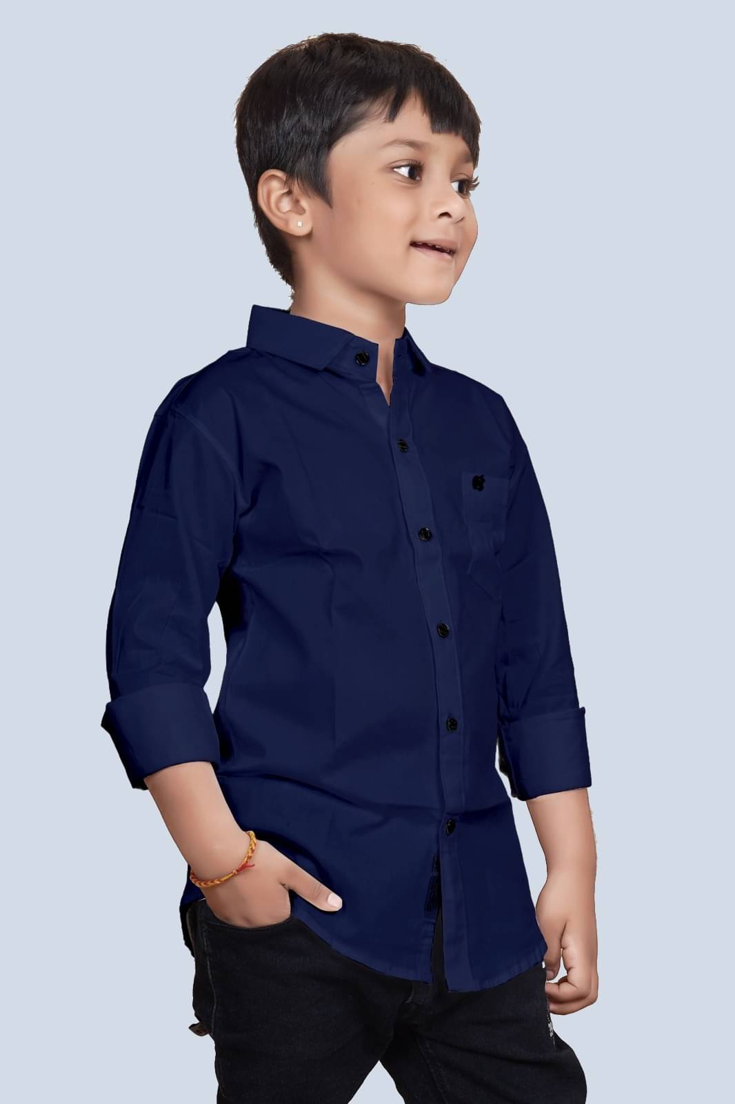 ZAKAR STYLE Pack of 1 Boys Cotton Blend Full Sleeves Shirt ( Navy Blue ) ZAKAR STYLE Pack of 1 Boys Cotton Blend Full Sleeves Shirt ( Navy Blue )