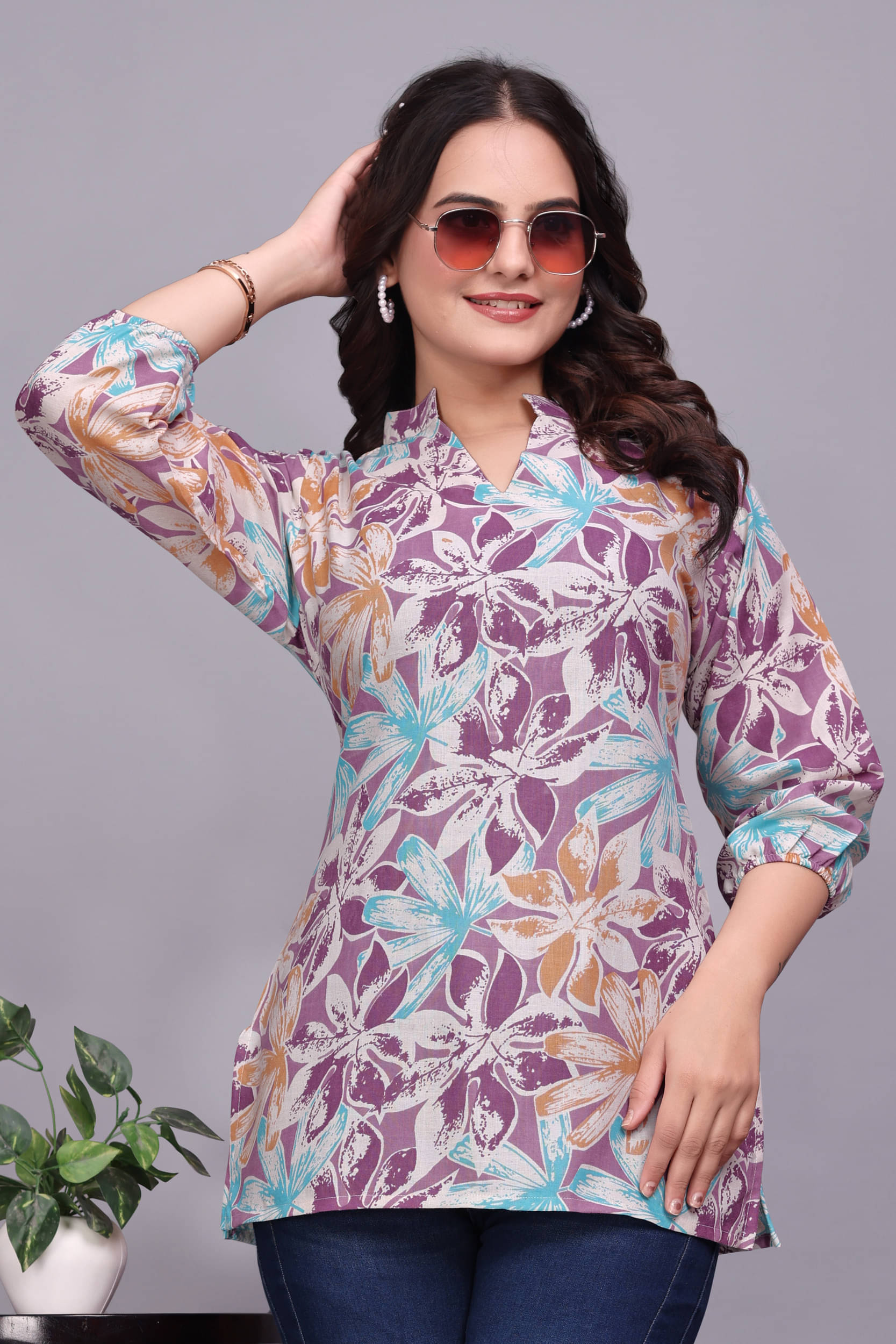     			ZELZIS Women's Cotton Tunic ( Purple )