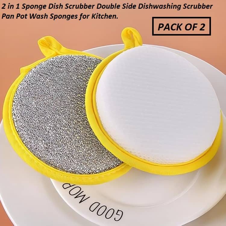 2-in-1 Dishwashing Scrub & Sponge for Kitchen (Pack of 2) - Body Care - Loofah and Other Tools | Buy online on ZillyBuy