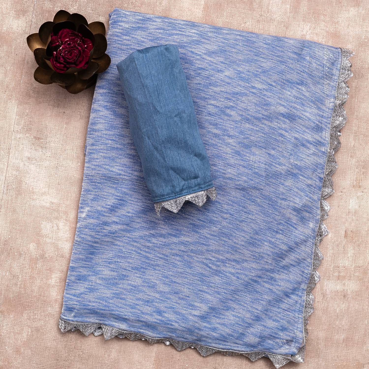 Aika Lycra Embellished Saree With Unstitched Blouse Piece ( SkyBlue ) Aika Lycra Embellished Saree With Unstitched Blouse Piece ( SkyBlue )