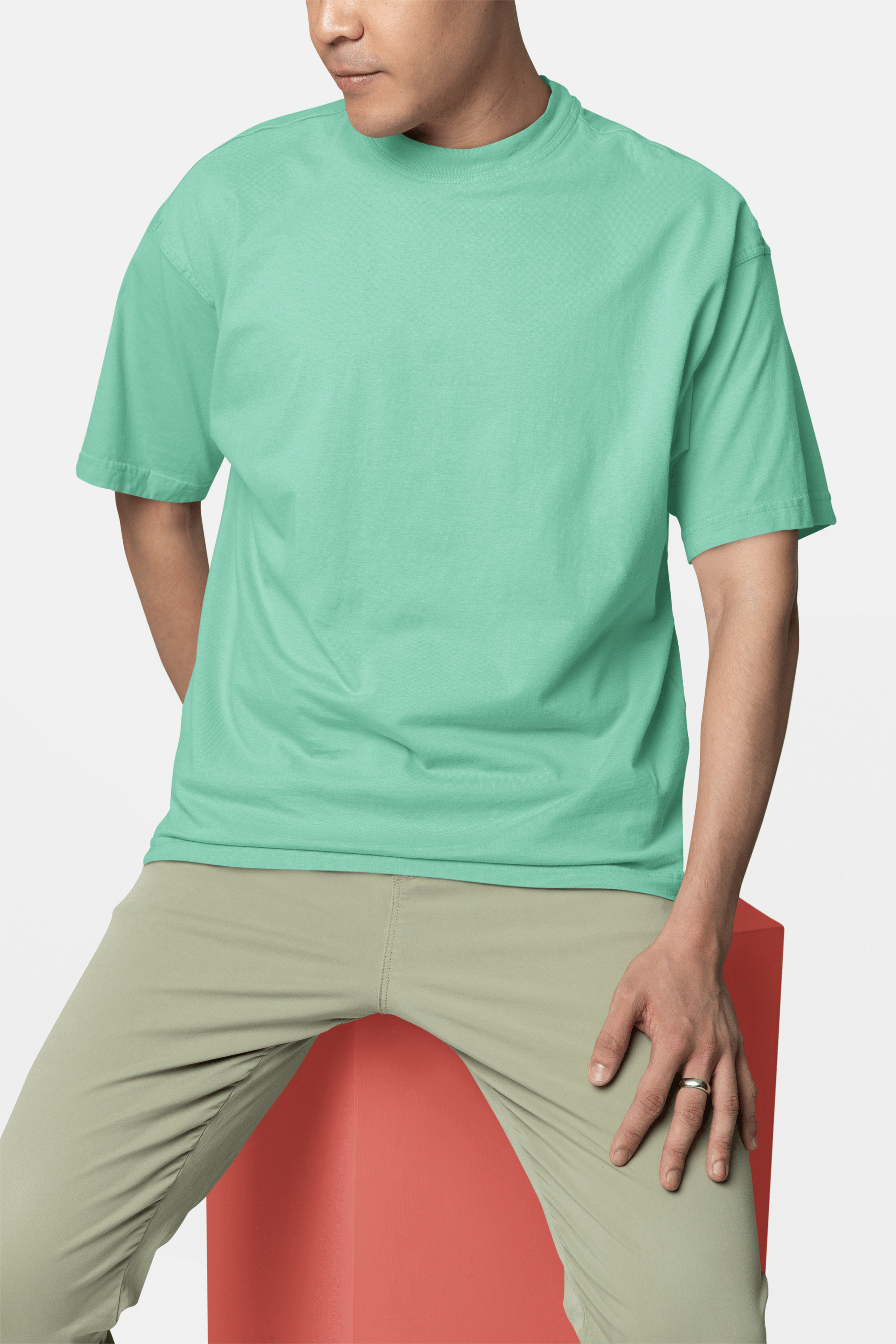     			BICHARA Cotton Blend Oversized Fit Solid Half Sleeves Men's Round T-Shirt - Green ( Pack of 1 )