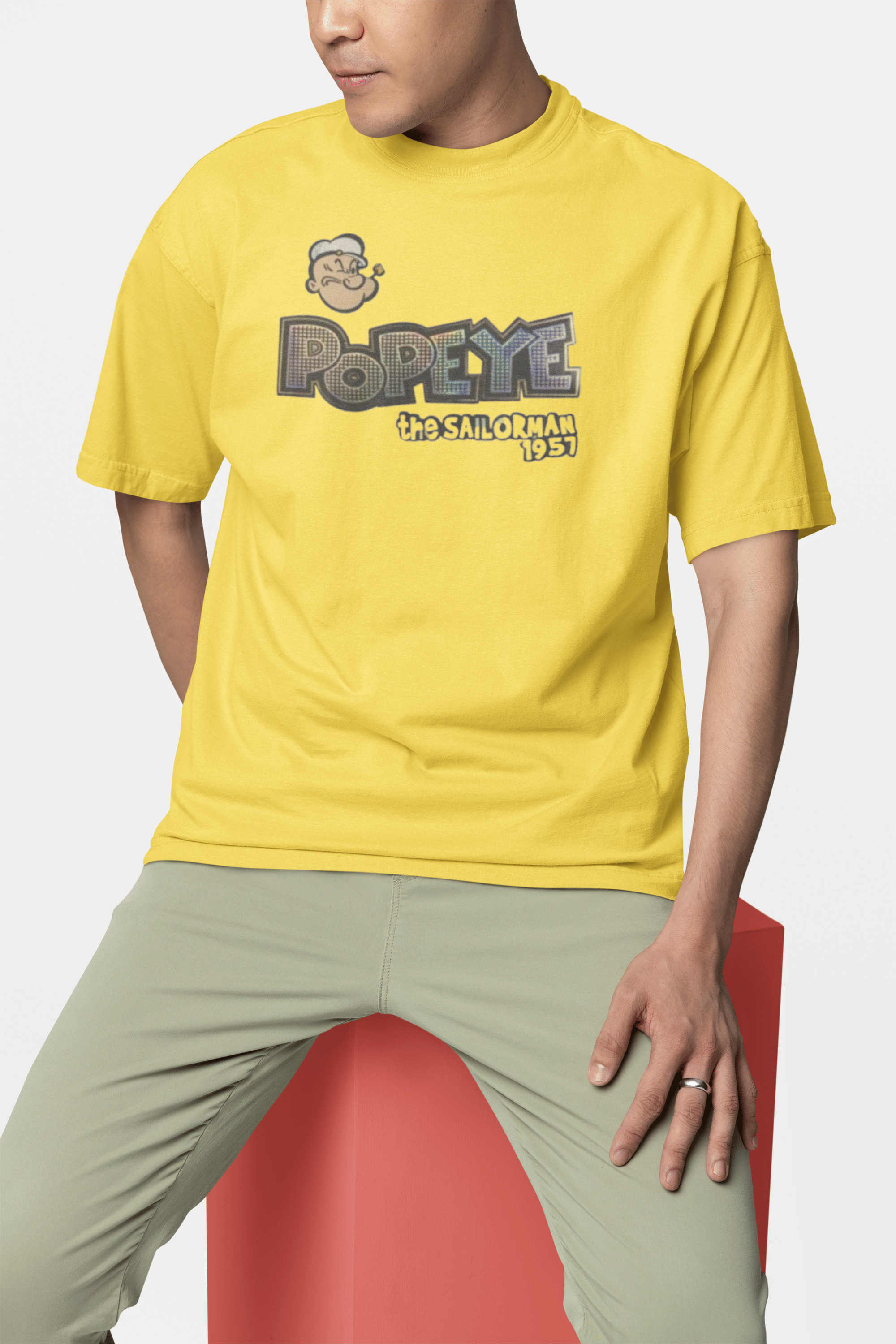     			BICHARA Cotton Blend Oversized Fit Printed Half Sleeves Men's Round T-Shirt - Yellow ( Pack of 1 )