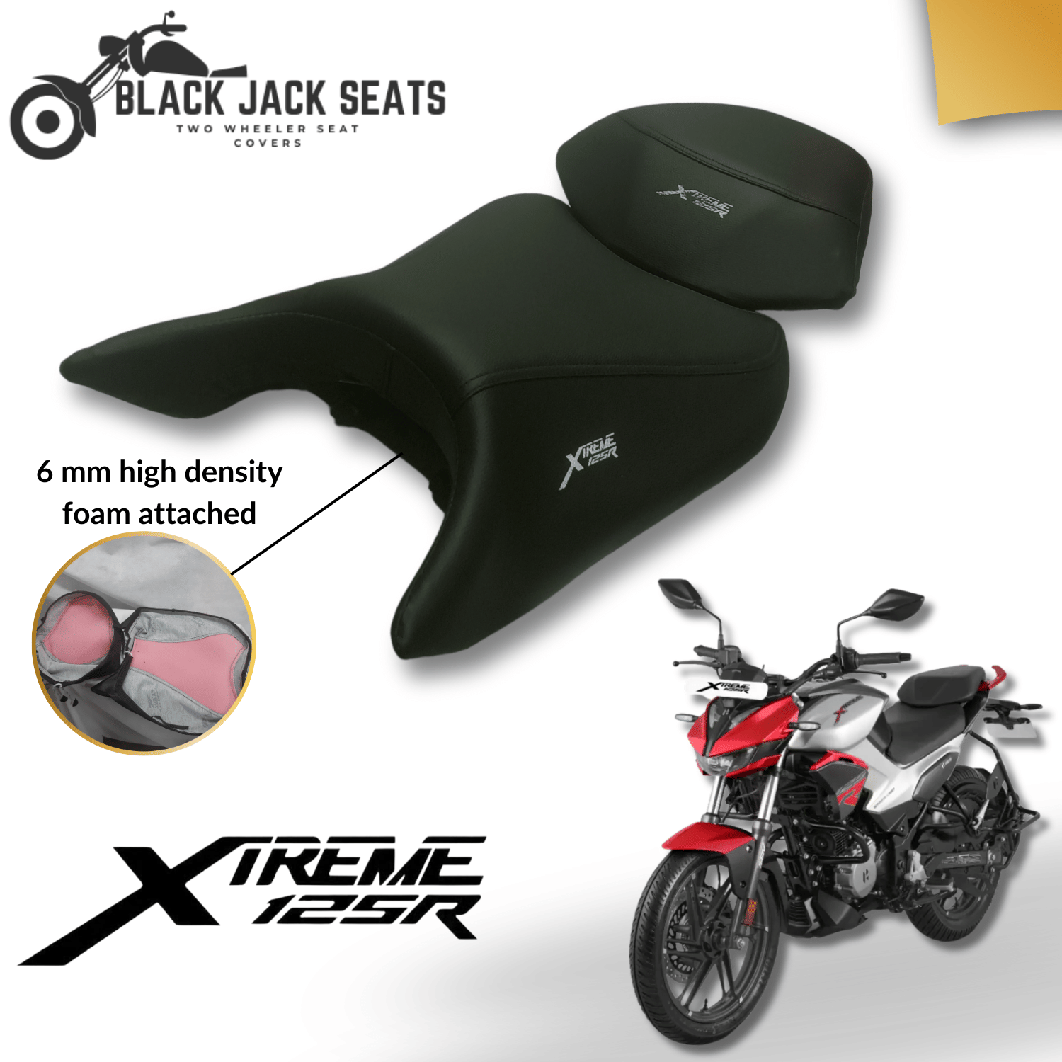     			Black Jack Seats Premium Seat Cover for Xtreme 125R | 6mm Foam Cushioning | Durable & Stylish