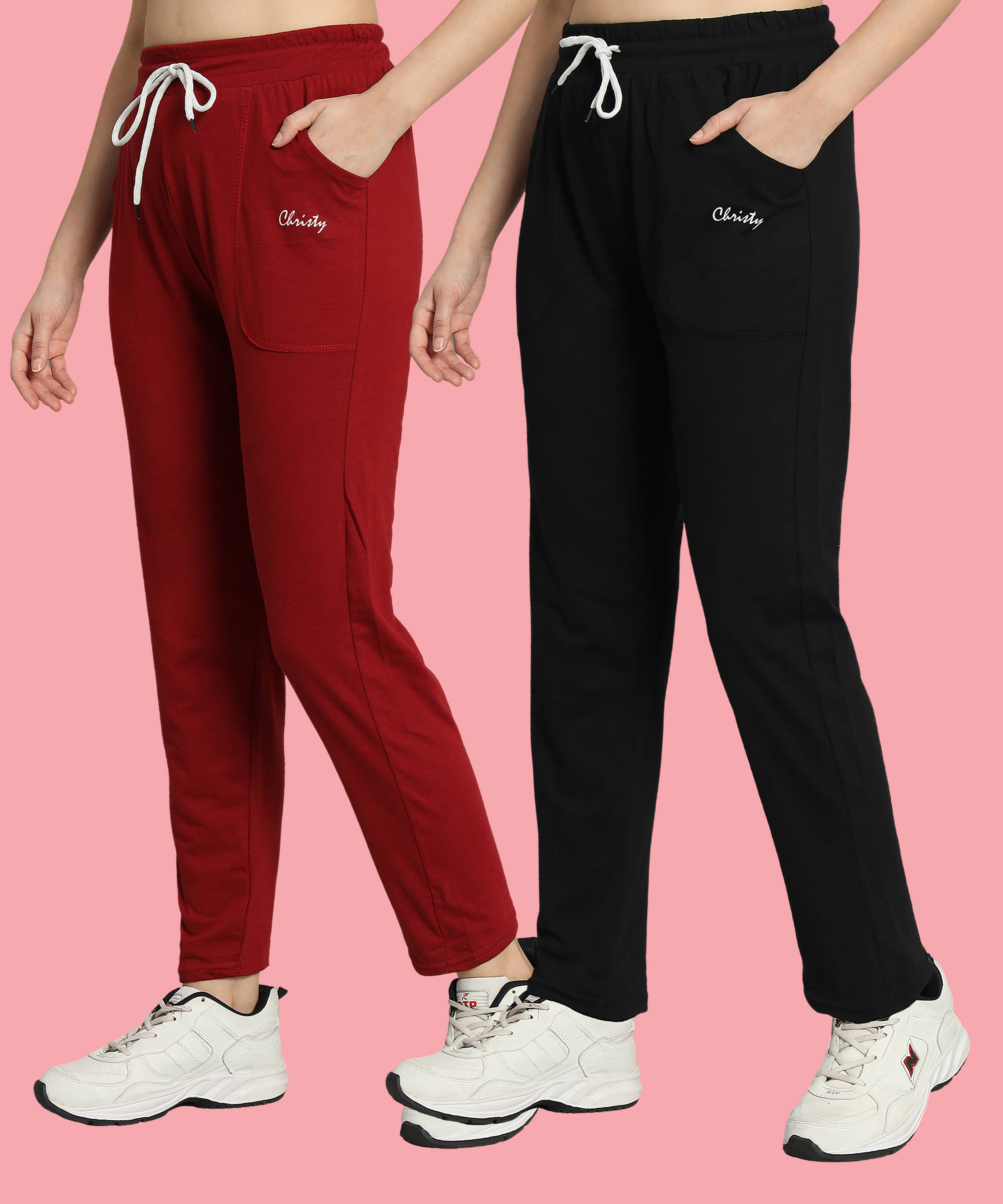     			Christy World Multicolor 2 Cotton Women's Running Trackpants ( Pack of 2 )