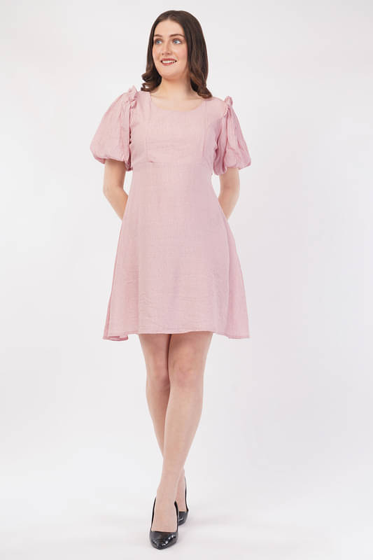     			Deshi Girl Women Cotton Blend Solid Fit & Flare Dress ( Pink )