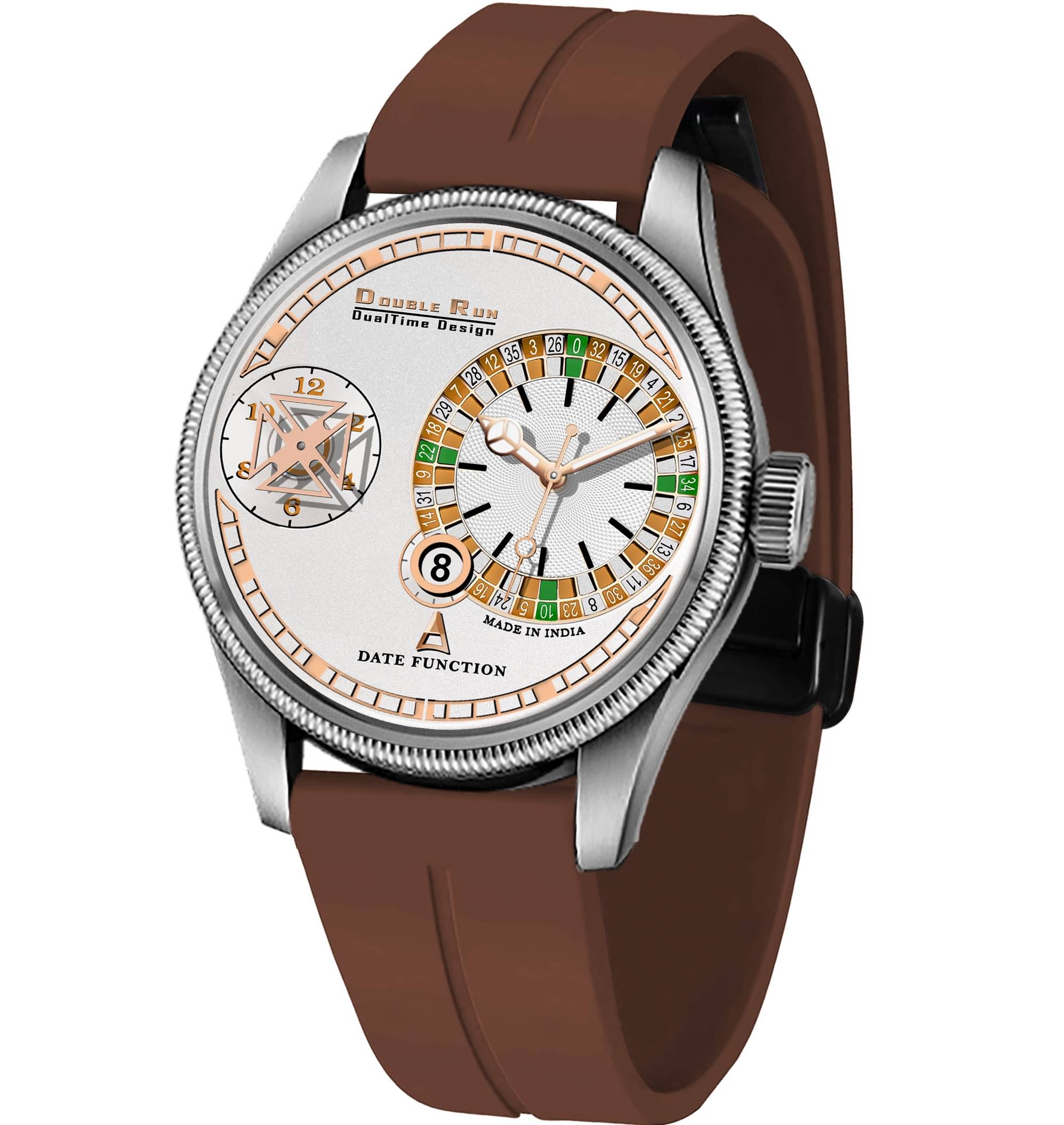     			DoubleRun Brown Silicon Chronograph Men's Watch