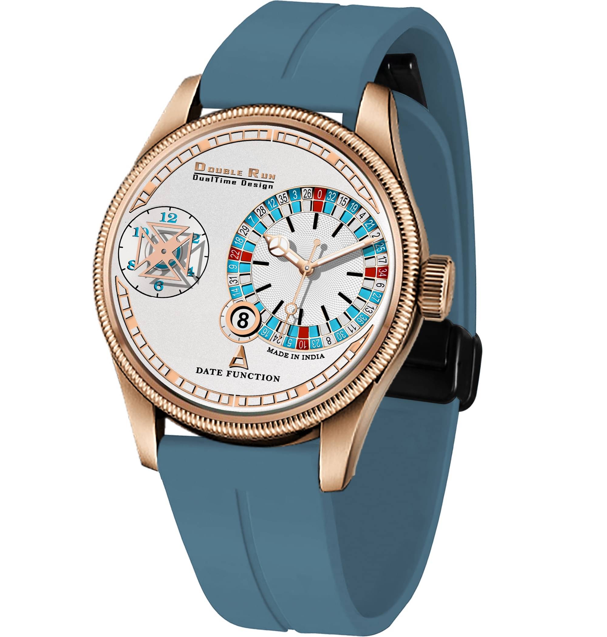     			DoubleRun Light Blue Silicon Chronograph Men's Watch