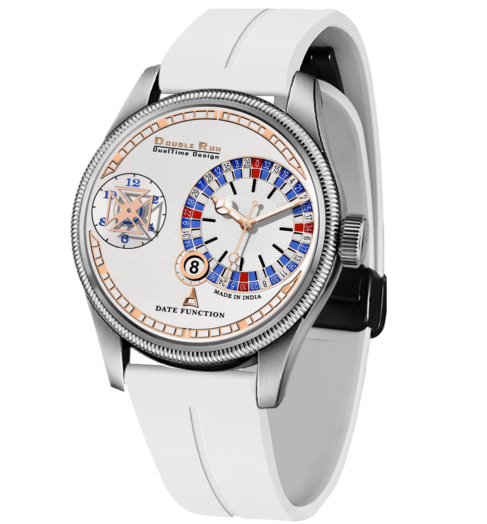     			DoubleRun Off White Silicon Chronograph Men's Watch