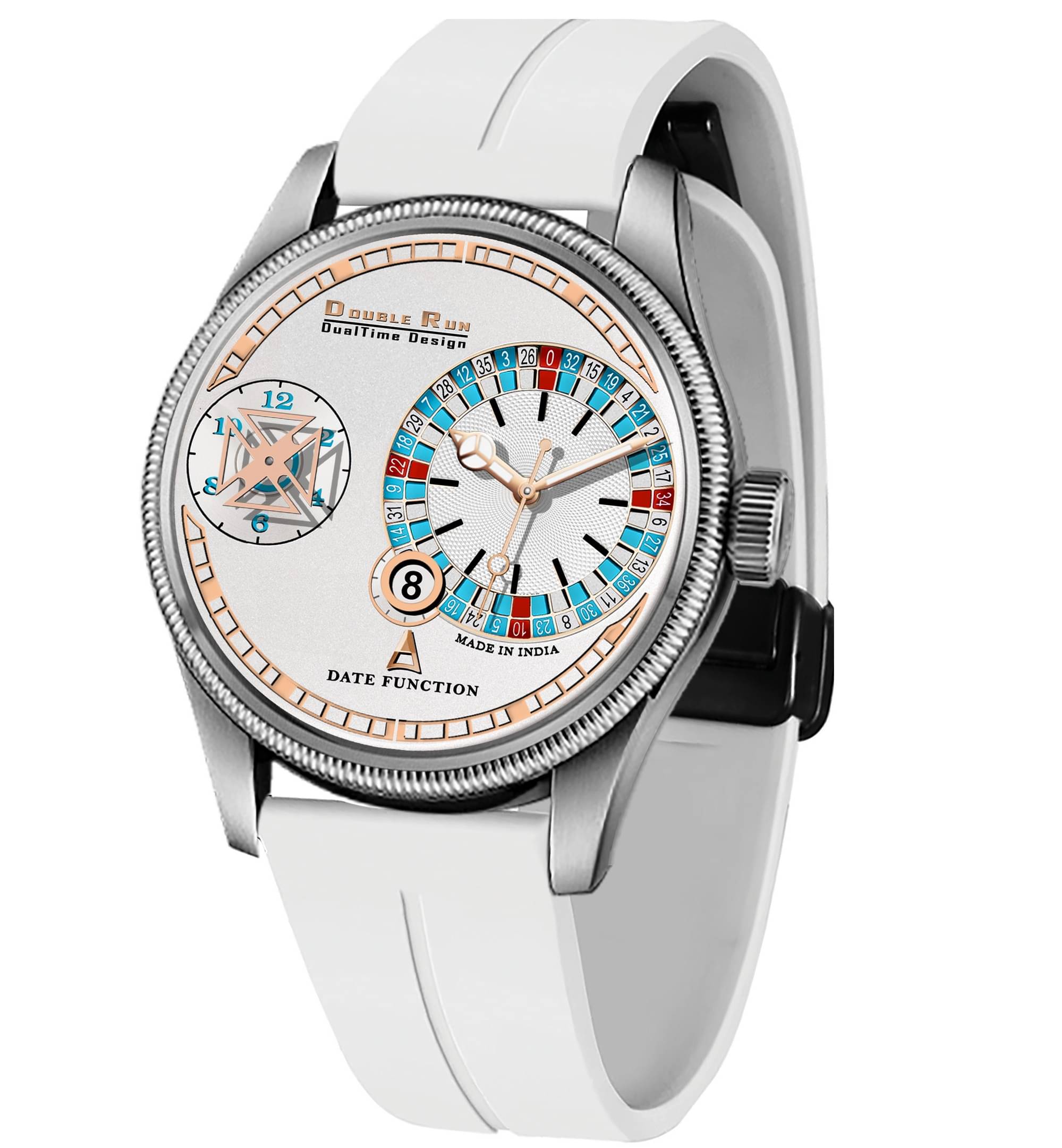    			DoubleRun White Silicon Chronograph Men's Watch