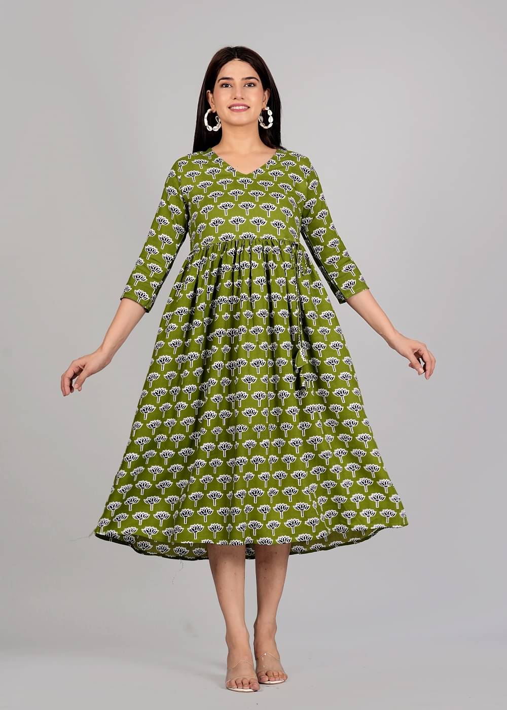     			ETZIN Pack of 1 Rayon Printed Anarkali Women's Kurti - ( Green )