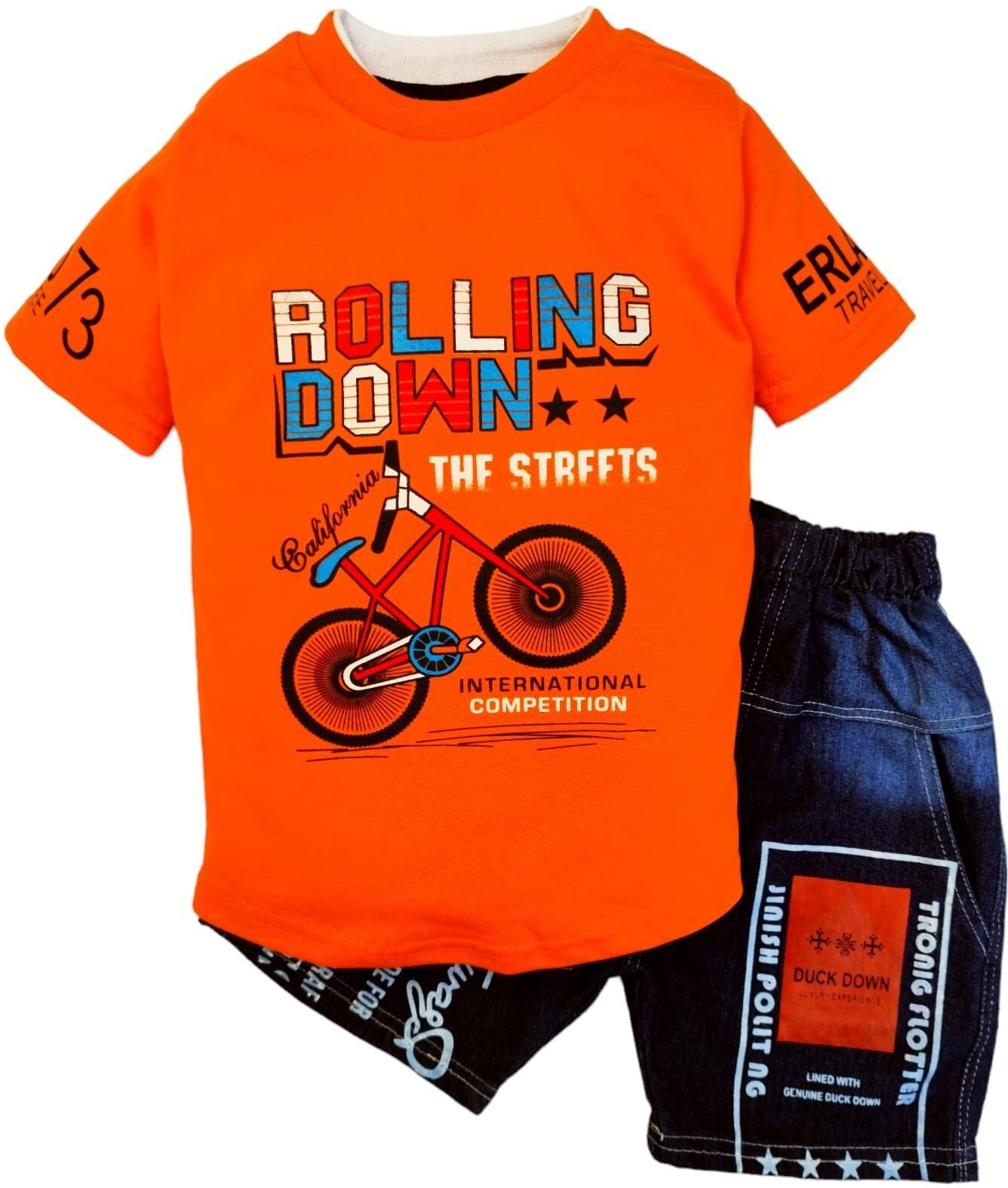     			GTwo Pack of 1 Baby Boys Cotton Blend T-Shirt & Shorts Set ( Orange )