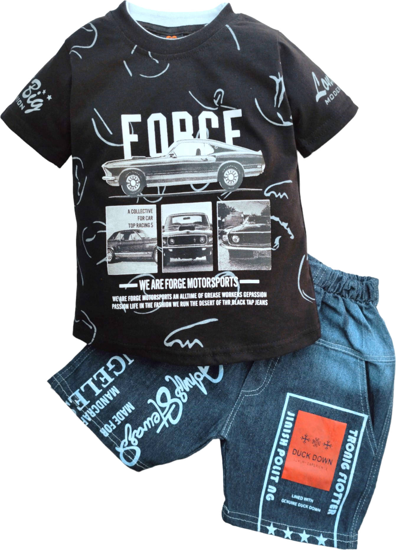 GTwo Pack of 1 Baby Boys Cotton Blend T-Shirt & Shorts Set ( Black )     			GTwo Pack of 1 Baby Boys Cotton Blend T-Shirt & Shorts Set ( Black )