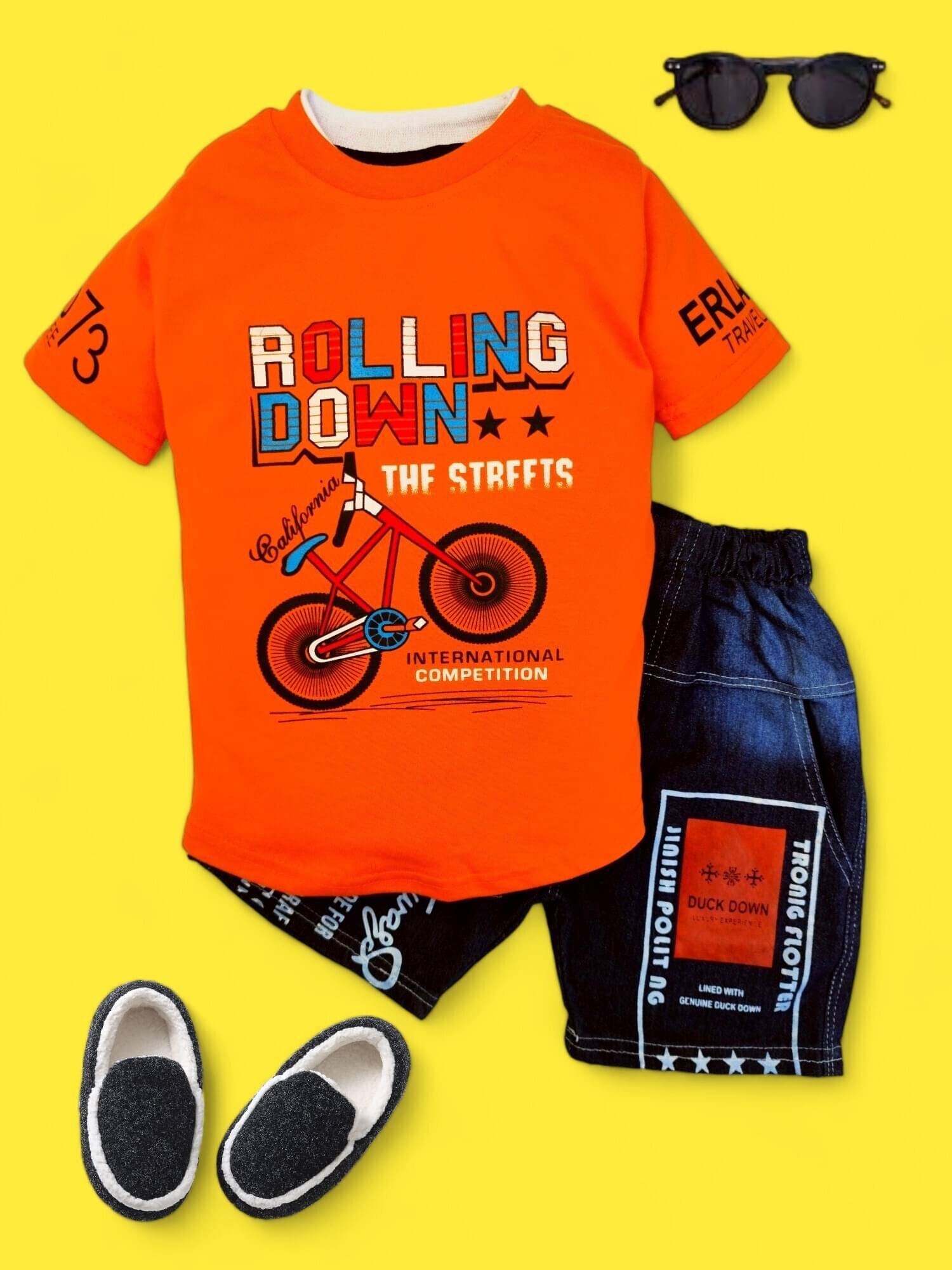     			GTwo Pack of 1 Baby Boys Cotton T-Shirt & Shorts Set ( Orange )