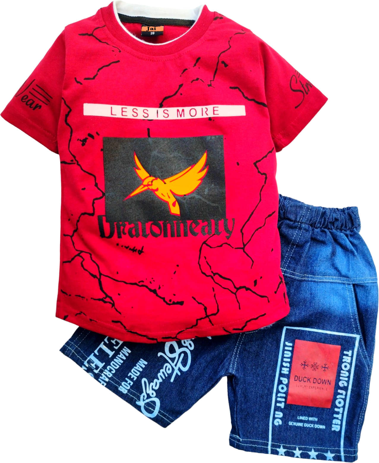     			GTwo Pack of 1 Boys Cotton Blend T-Shirt & Shorts Set ( Red )