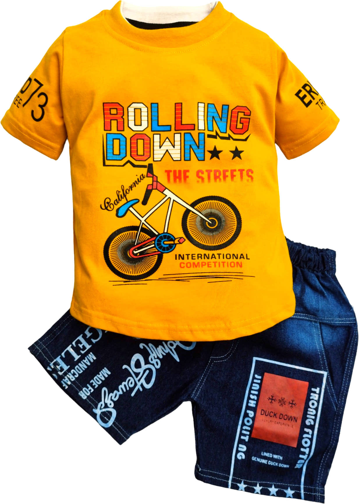 GTwo Pack of 1 Baby Boys Cotton Blend T-Shirt & Shorts Set ( Black )