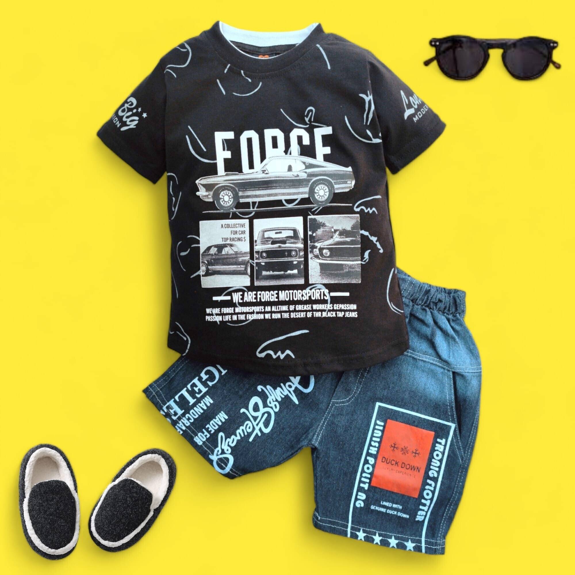     			GTwo Pack of 1 Boys Cotton T-Shirt & Shorts Set ( Black )