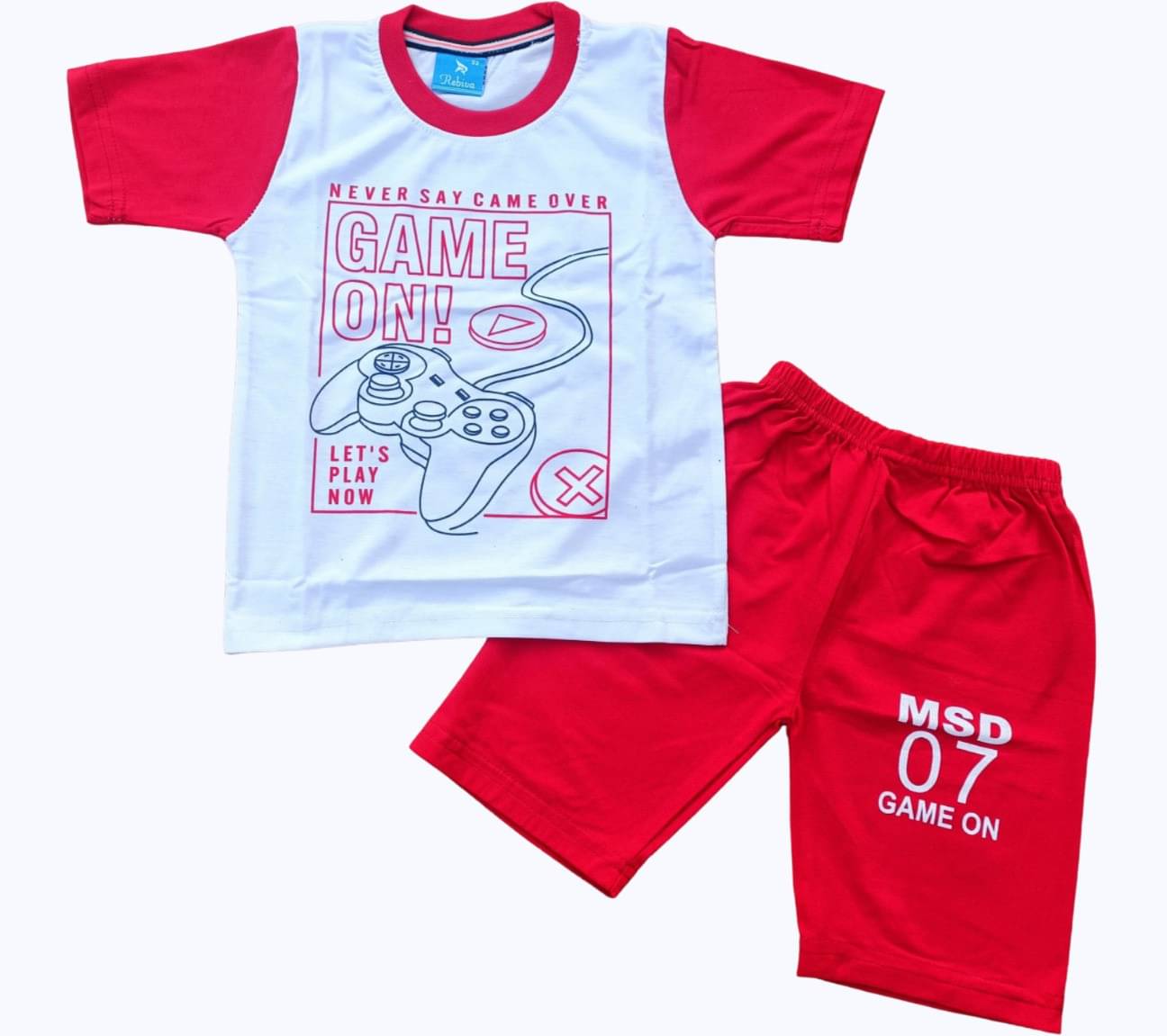     			GTwo Pack of 1 Boys Cotton Blend T-Shirt & Shorts Set ( White )