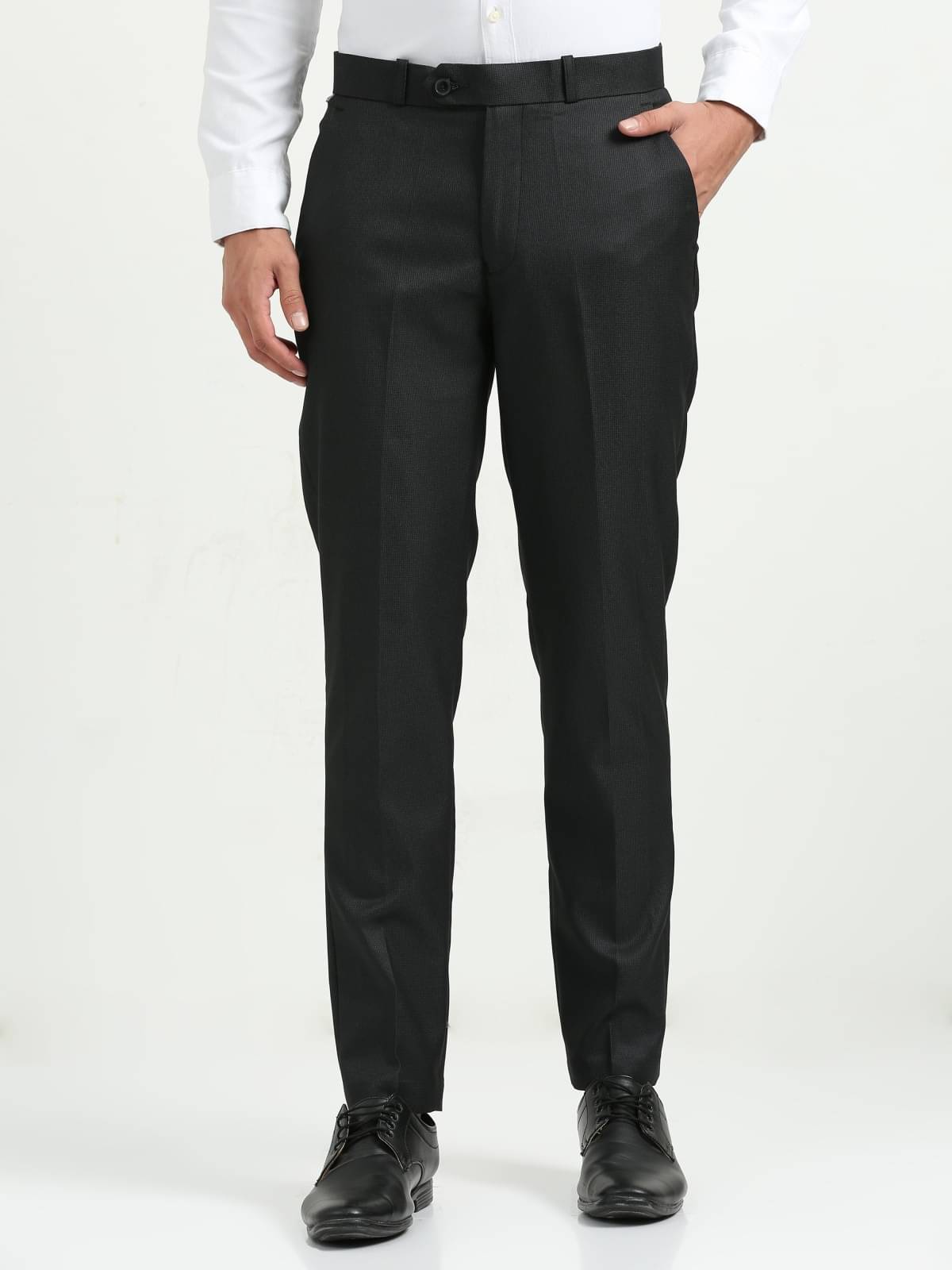     			HETIERS Regular Flat Men's Formal Trouser - Black ( Pack of 1 )