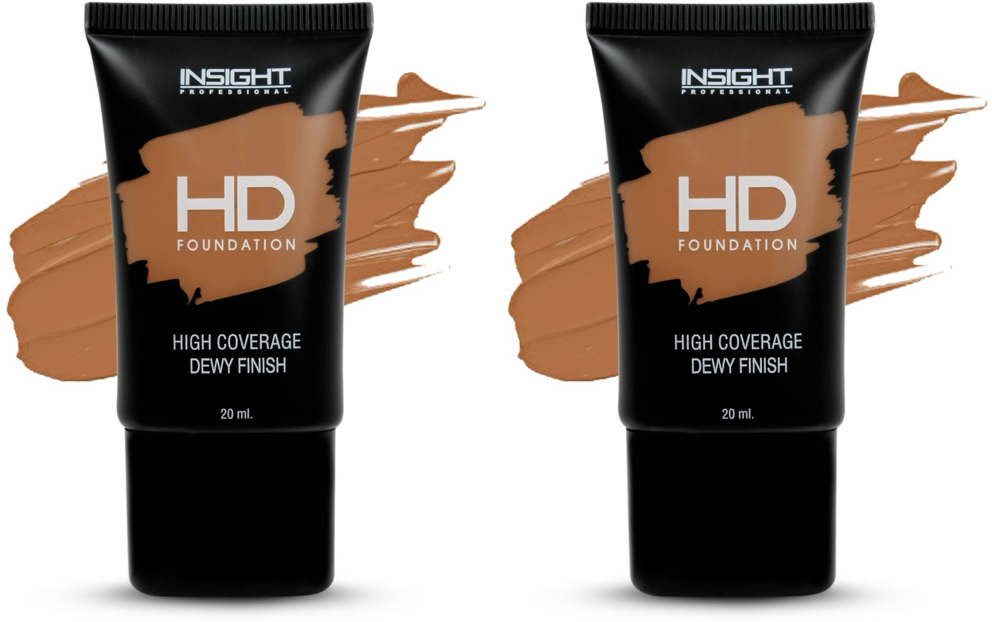     			Insight Cosmetics HD Full Coverage Foundation For All Skin Types With Dewy Finish High Coverage, 20ml (Pack of 2)