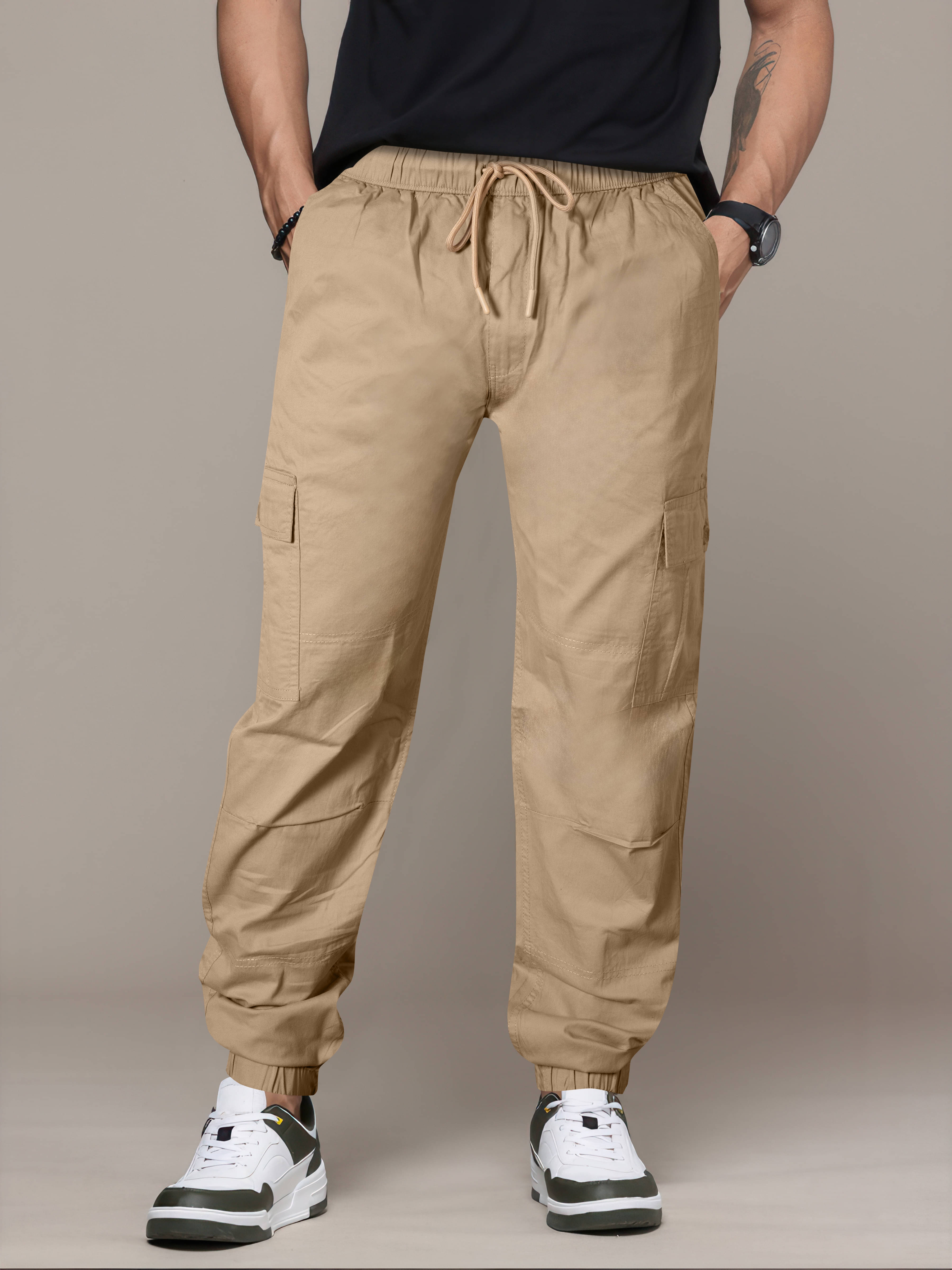     			JB JUST BLACK Regular Flat Men's Joggers - Khaki ( Pack of 1 )